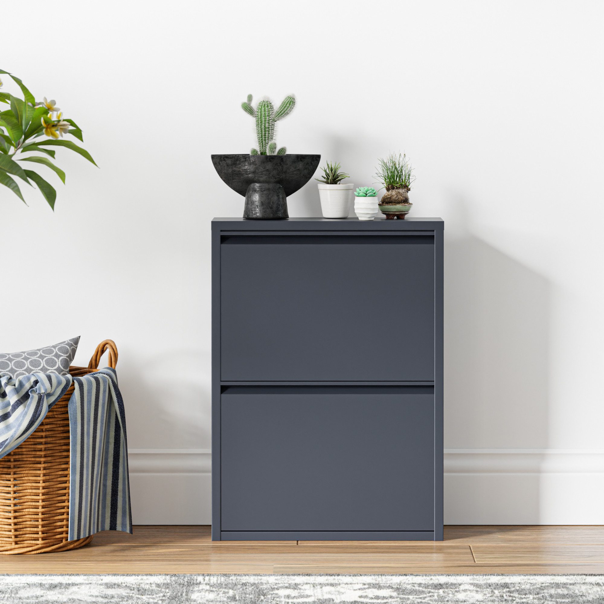 en.casa Schuhschrank »Sokndal« mit 2 Klappen Metall Grau – Bild 5 von 5