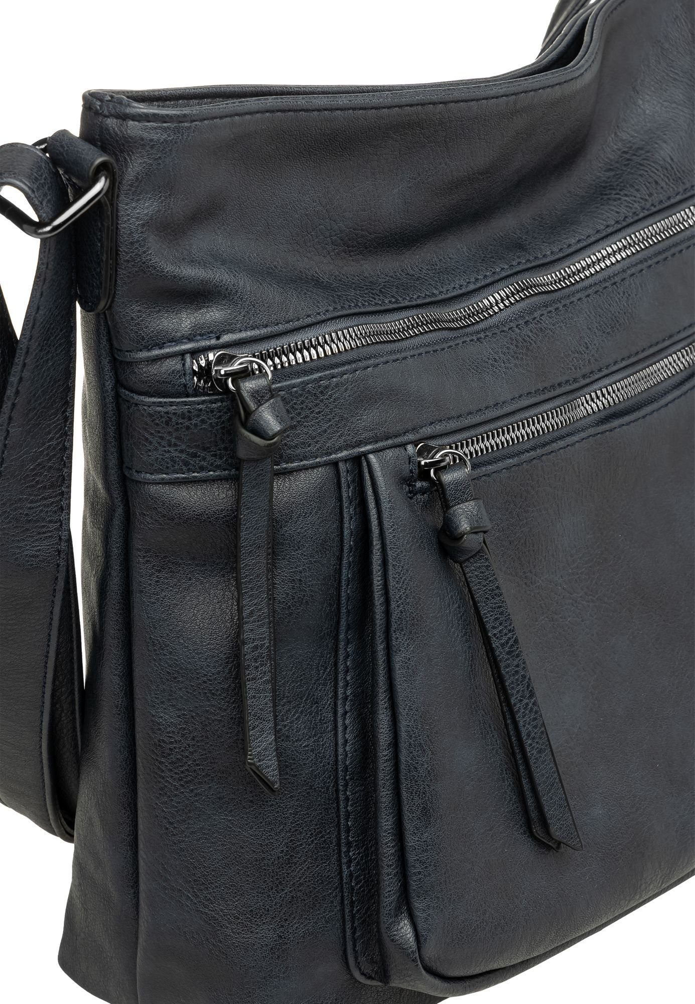 Caspar Umhängetasche TS1070 Damen Umhängetasche Crossbody dunkelblau sportlich elegante mittelgroße Bag