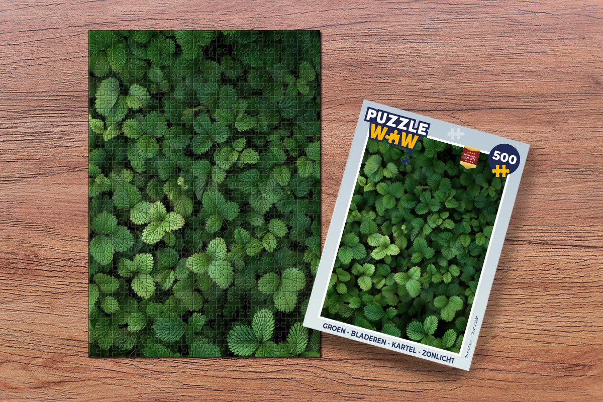 MuchoWow Puzzle Grün - Blatt - Gezackt - Sonnenlicht, 500 Puzzleteile, Foto-Puzzle, Bilderrätsel, Puzzlespiele, Spielzeug