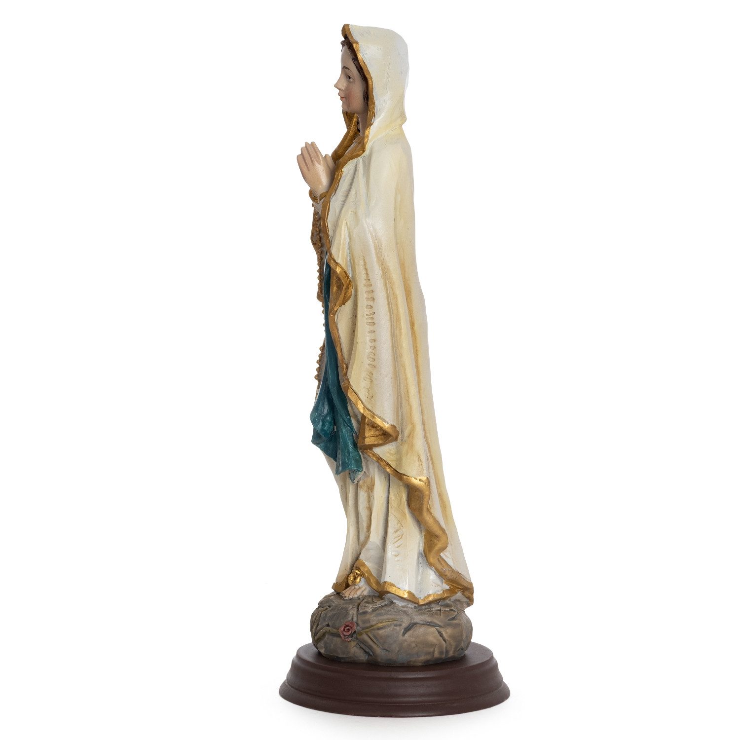 Moritz Dekofigur Jungfrau Maria Statue 21 cm Marienfigur mit Rosenkranz und Akzenten, Polyresin Figuren Deko Geschenk Geometrische TierFigur Modern Skulptur