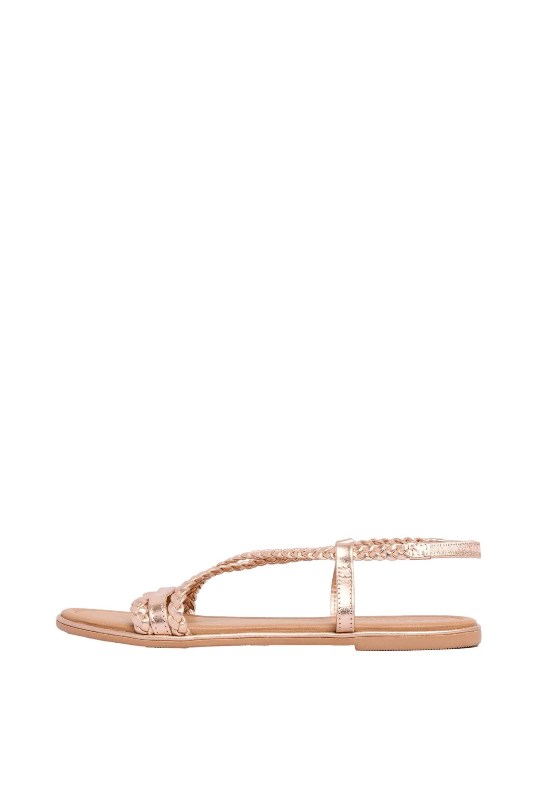 LIPSY Lipsy Flache Ledersandalen in Flechtoptik, weit Sandale