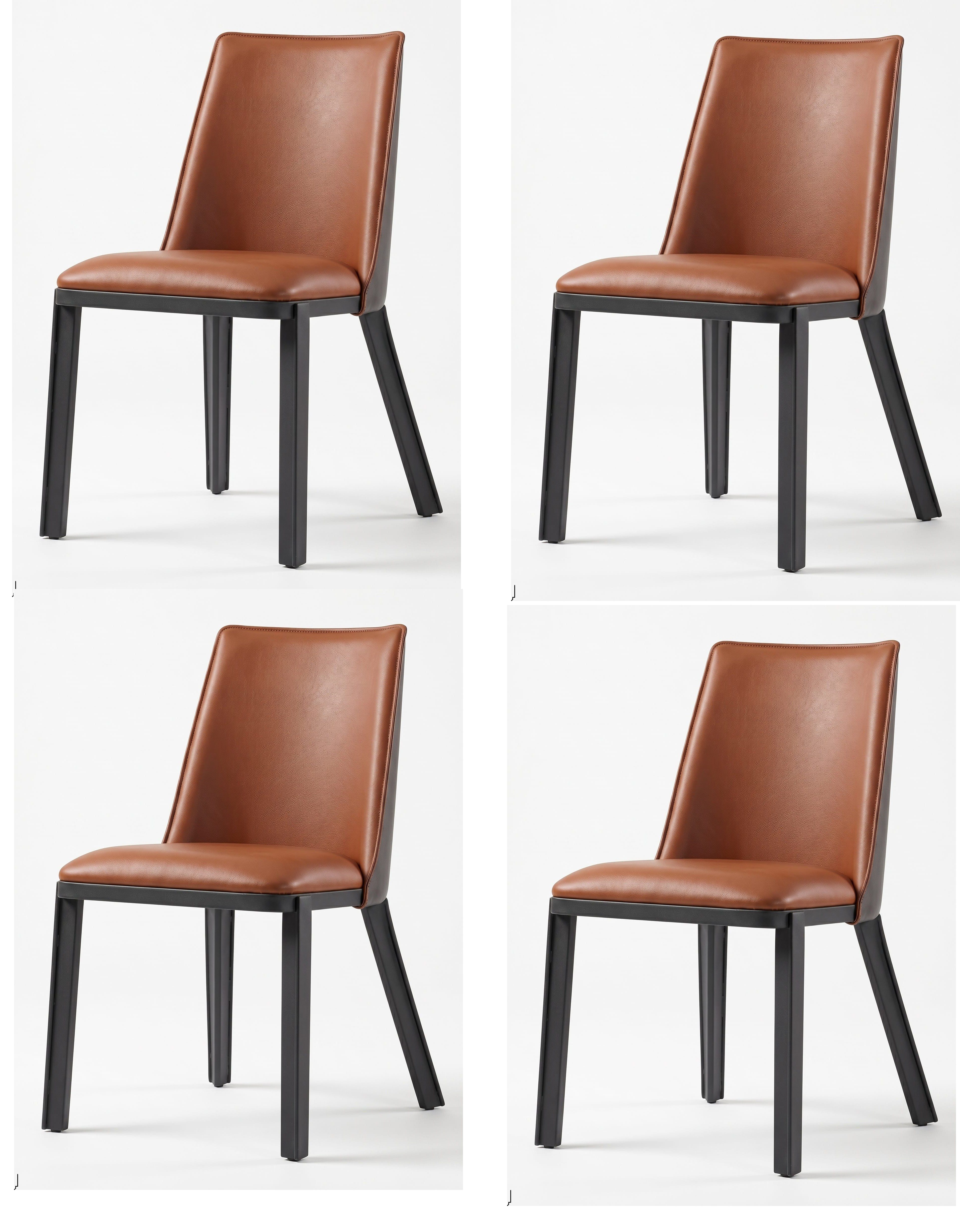 Xlmoebel Sitzgruppe Exquisiter Esszimmerstühle 4er Set Braun Zweifarbig Leder Modern, (4-tlg., 4er-Set)