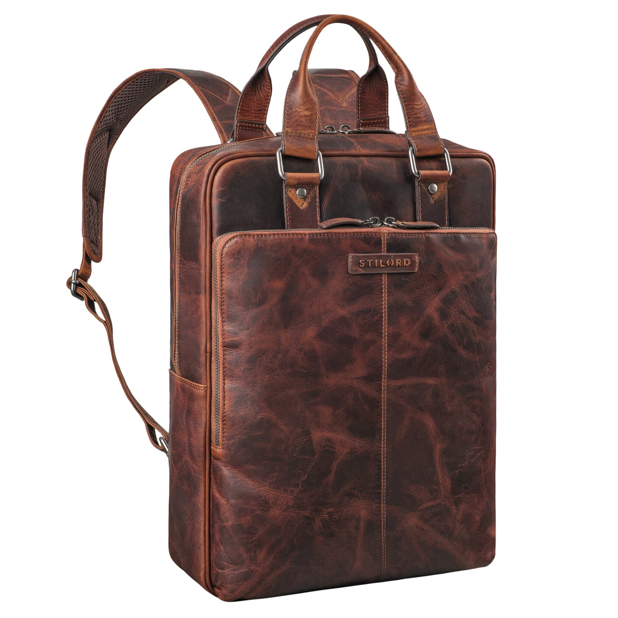 Notebook-Rucksack "Ingo" Schmaler Laptop Rucksack Leder Herren & Damen