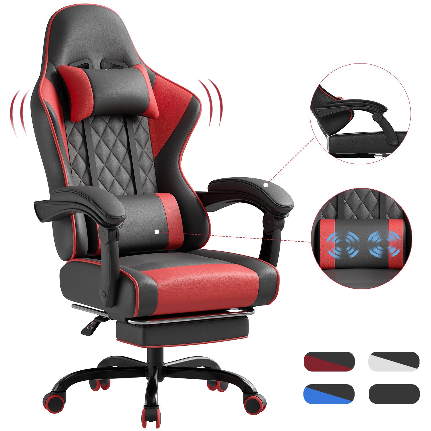 HOMALL Gaming-Stuhl Massage Bürostuhl mit Fußstütze,Kopfstütze günstig online kaufen