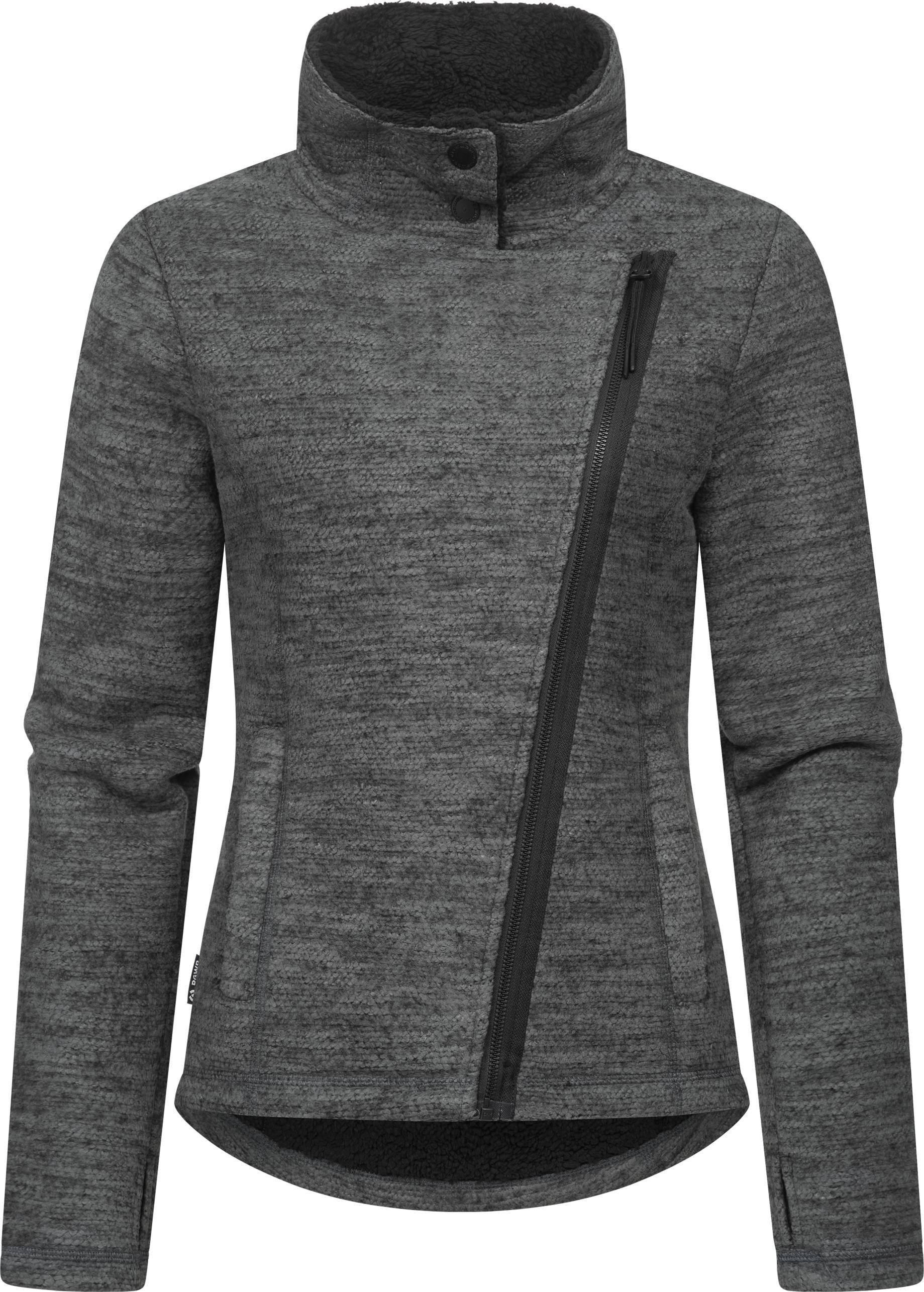 Ragwear Strickfleecejacke Saskie Melange Grob gestrickte Damen-Jacke mit Teddyfell-Futter