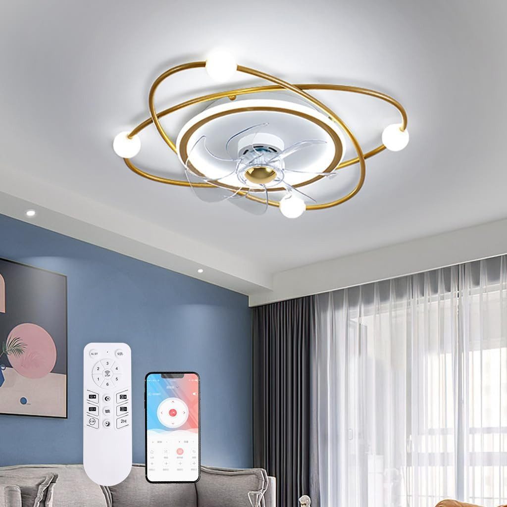 RRBEST Deckenventilator Moderne Deckenventilator mit Beleuchtung und Ventilator, für Wohnzimmer, Schlafzimmer, Esszimmer, Golden