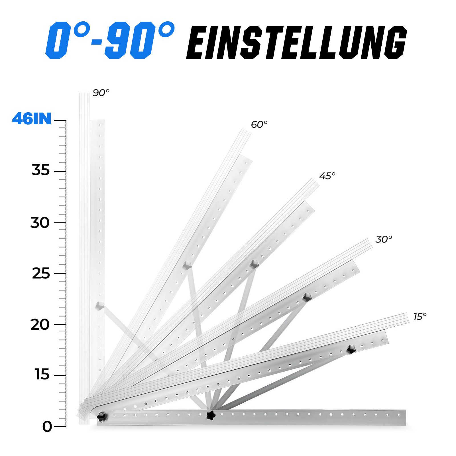GLIESE Solarmodul-Halterung Solarmodule Halterung balkonkraftwerk halterung Neigungswinkel 0-90°, (bis 46 Zoll, Set, 4-tlg., 118cm Solarmodule Halterung, für Balkon Flachdächern Garten Wohnmobile)