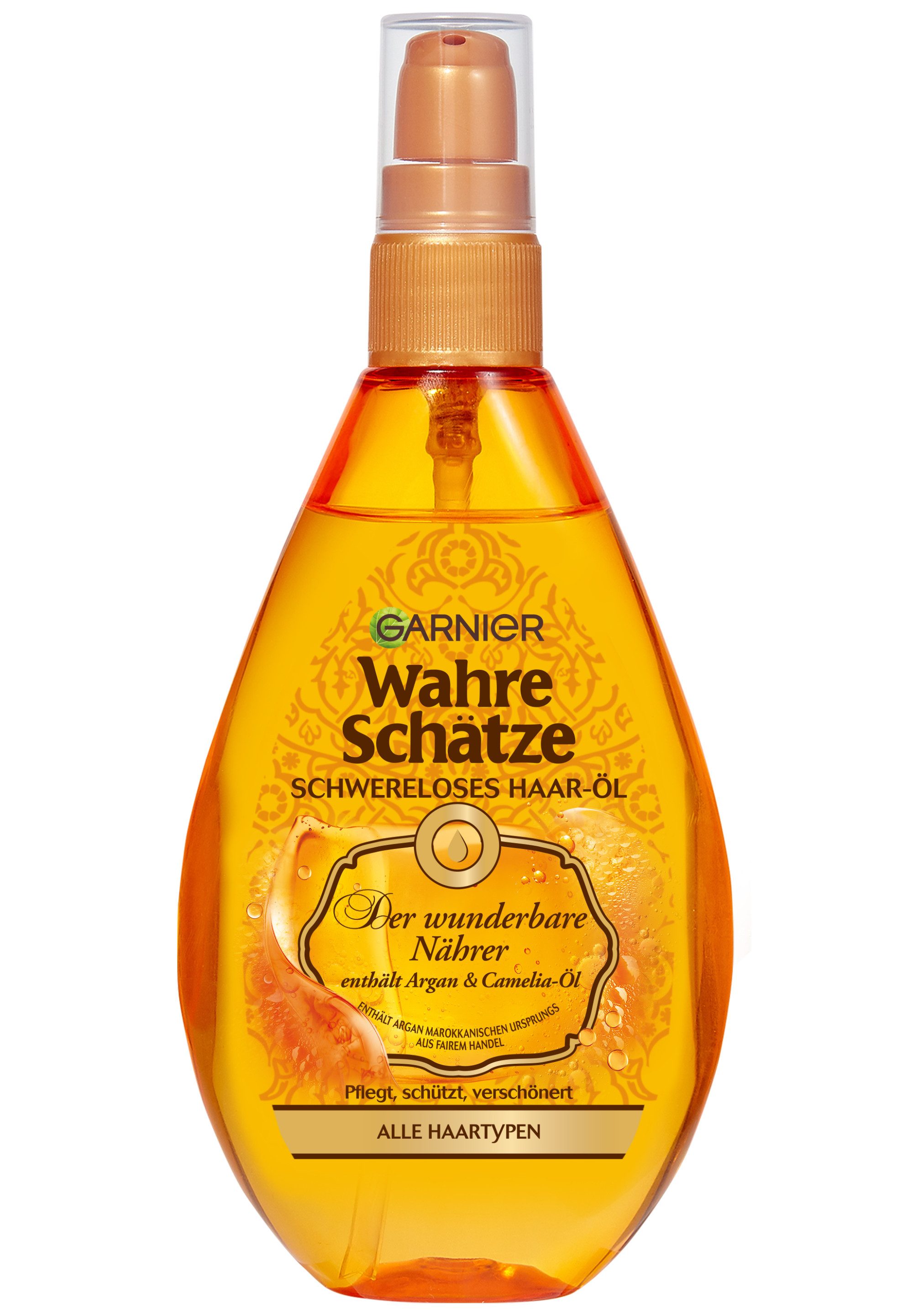 GARNIER Haaröl WAHRE SCHÄTZE ARGAN & CAMELIA ÖL, für trockenes Haar, mit Argan- und Kamelien-Öl, flüssige Textur