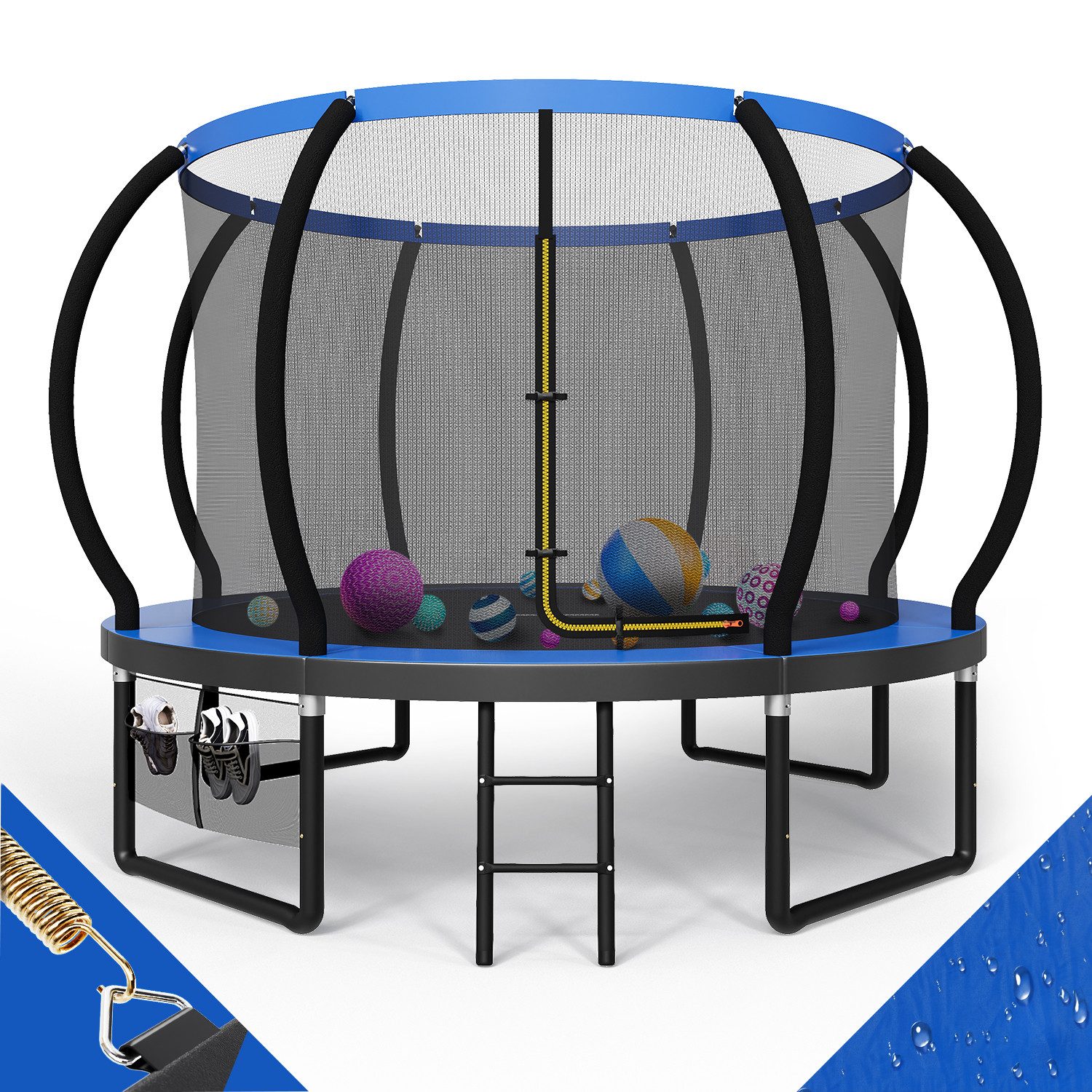 GUNJI Gartentrampolin Trampolin Ø228/305cm,Kindertrampolin Gewicht 150 kg, Ø 305 cm, Ø366/427cm outdoor trampolin mit Sicherheitsnetz und Leiter,Sprungtuch