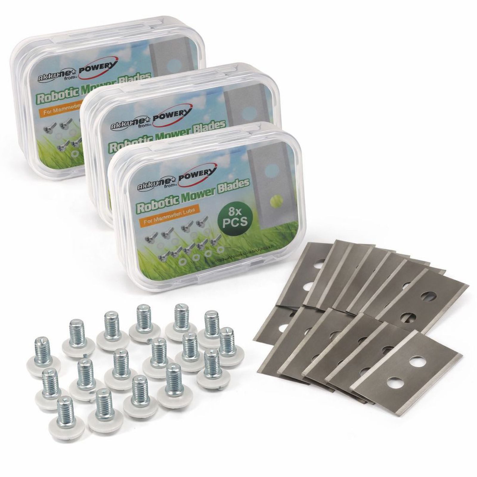 Powery Rasenmähermesser 24x Kompatible Ersatzklingen für Mammotion Mähroboter inkl. Schrauben