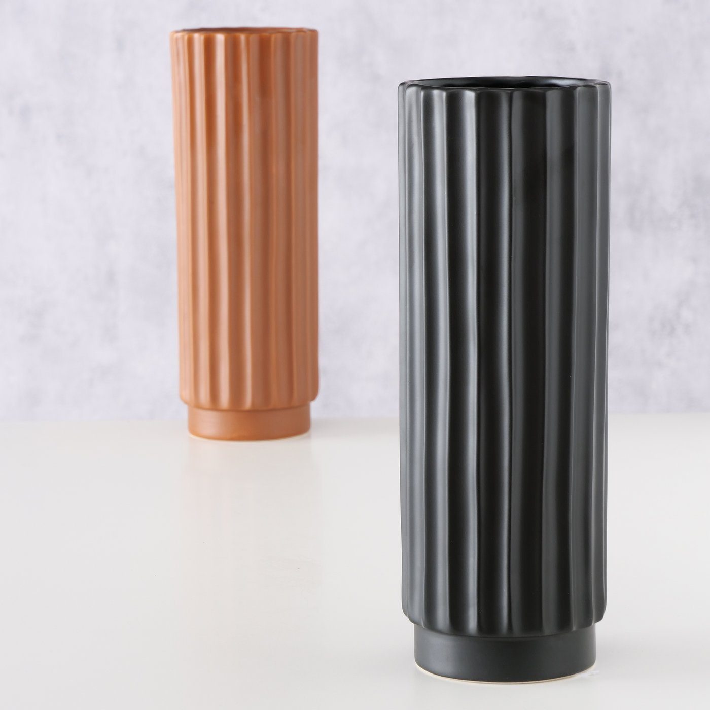 BOLTZE Dekovase 2er Set "Vianello " aus Keramik (Steingut) braun/schwarz, Vase