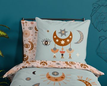 Bettwäsche Sonne Sterne Mond Wal Traumfänger blau braun, soma, Baumolle, 2 teilig, Bettbezug Kopfkissenbezug Set kuschelig weich hochwertig