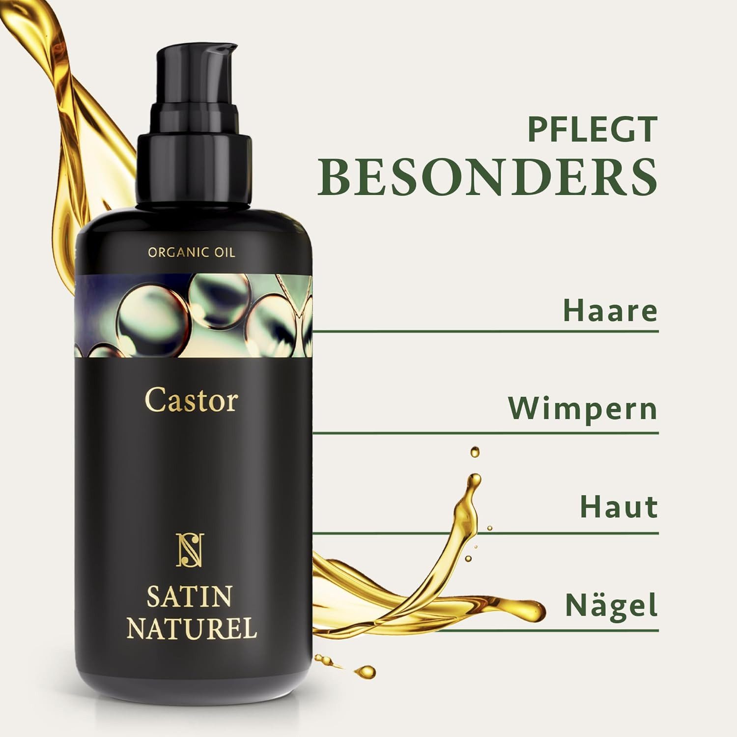 Satin Naturel Haaröl Bio Rizinusöl - Castor Oil 200 ml, 1-tlg., Natürliche Inhaltsstoffe