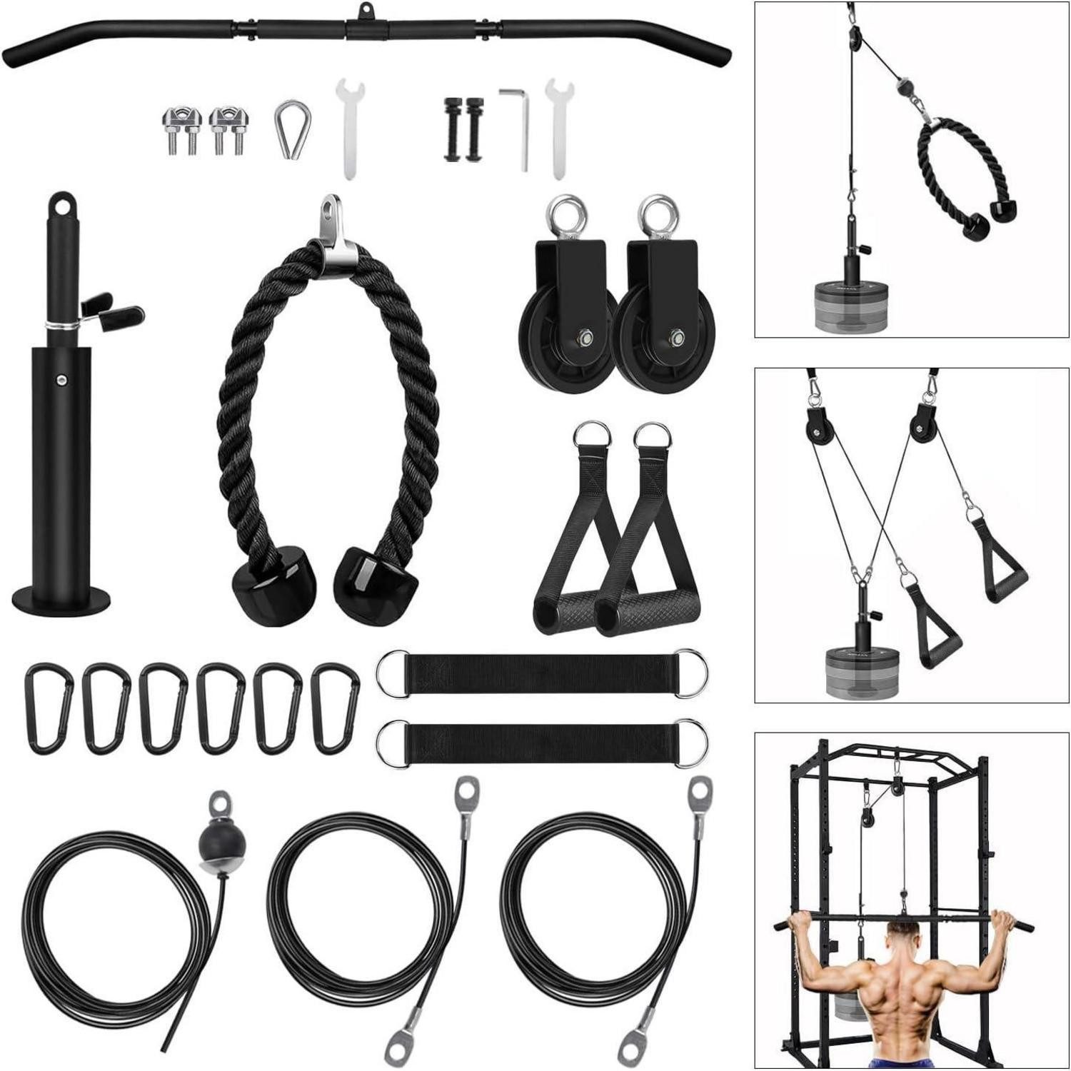LuxusKollektion Trainingshilfe Latzug Kabelzug Unterarmtrainer Trizeps Seil Set mit Latzugstange