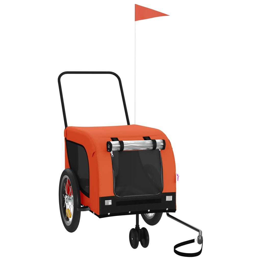 Hunde-Transportbox 125 x 63 x 66 cm Fahrradanhänger Hunde Orange und Schwarz Oxford-Geweb