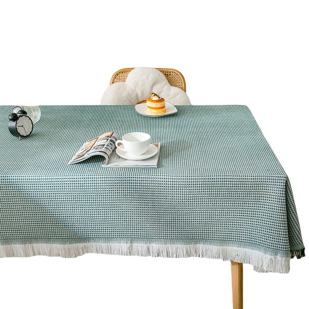 Coonoor Tischdecke Baumwoll-Leinen Waffeltischdecke mit Quasten günstig online kaufen