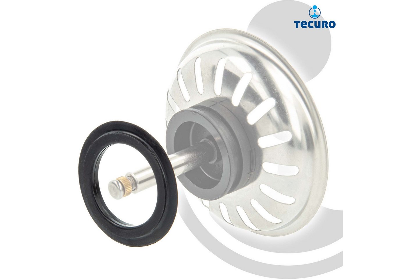 Thumbnail - tecuro Siphon Universal Lippendichtung Ø 43 mm, für Siebkörbchen - Siebkorbventil