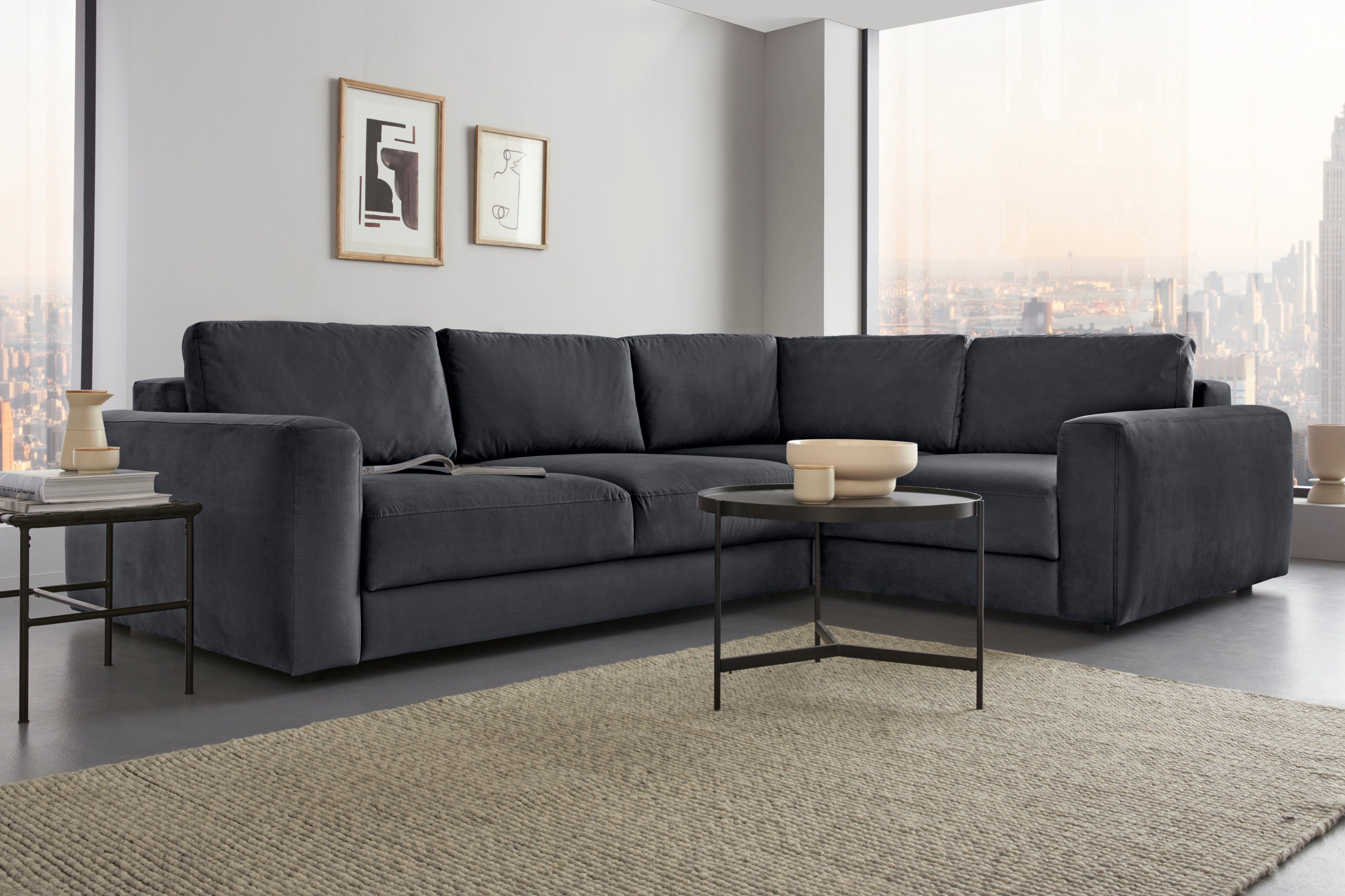 Home affaire Ecksofa Bloomfield, Breite 304cm, Mega Polsterecke mit viel Platz, L-Form, extra tiefe Sitzfläche, wahlweise mit Sitztiefenverstellung