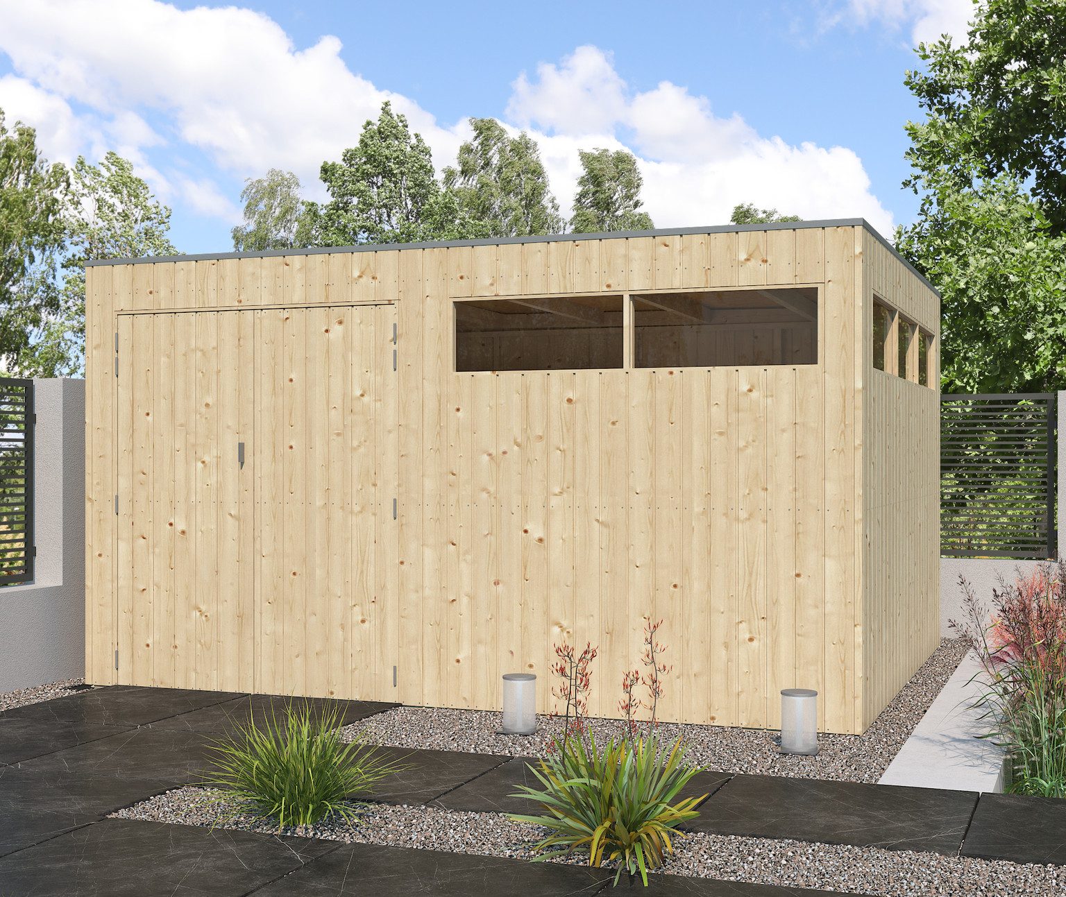 HORI Gartenhaus HORI Gartenhaus Qube, 26 mm, 399 x 298 x 216 cm, natur