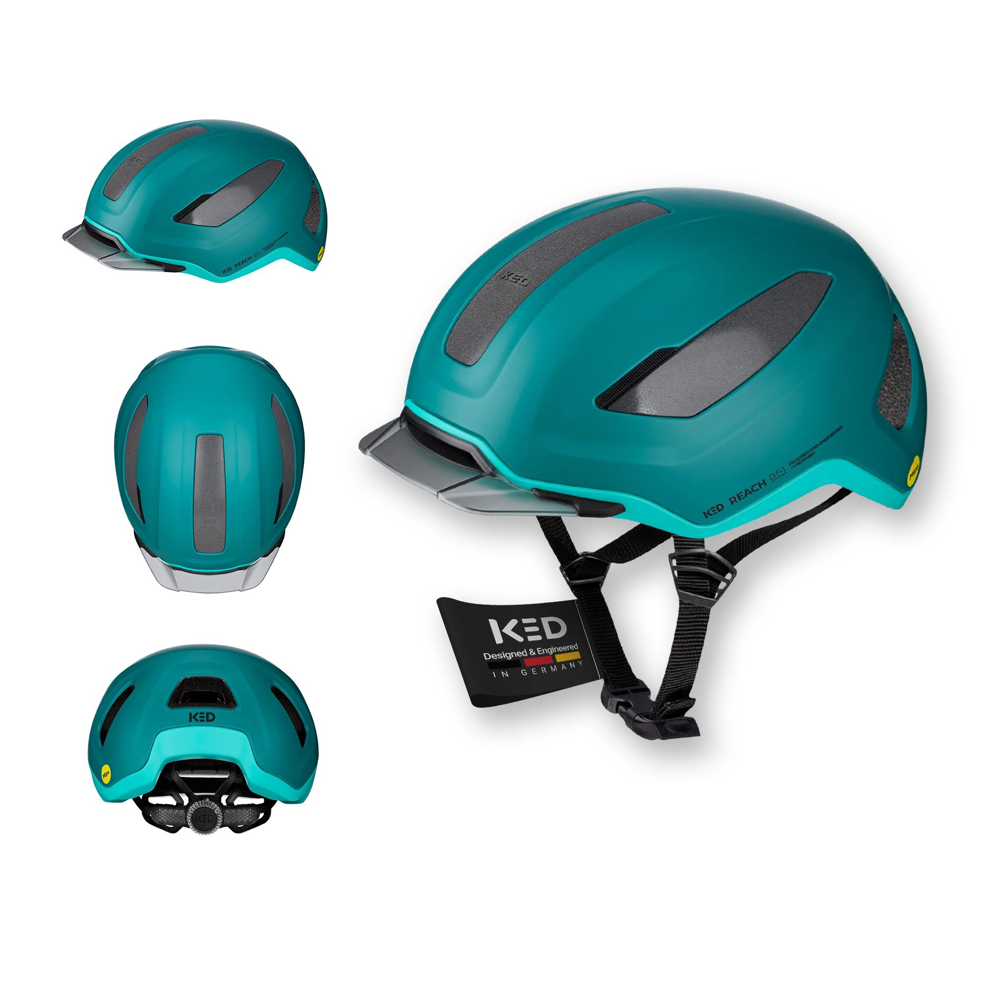 KED Fahrradhelm Reach DT1 Urban Cycling, K-Fit 3D Anpassung, Abnehmbares Visier