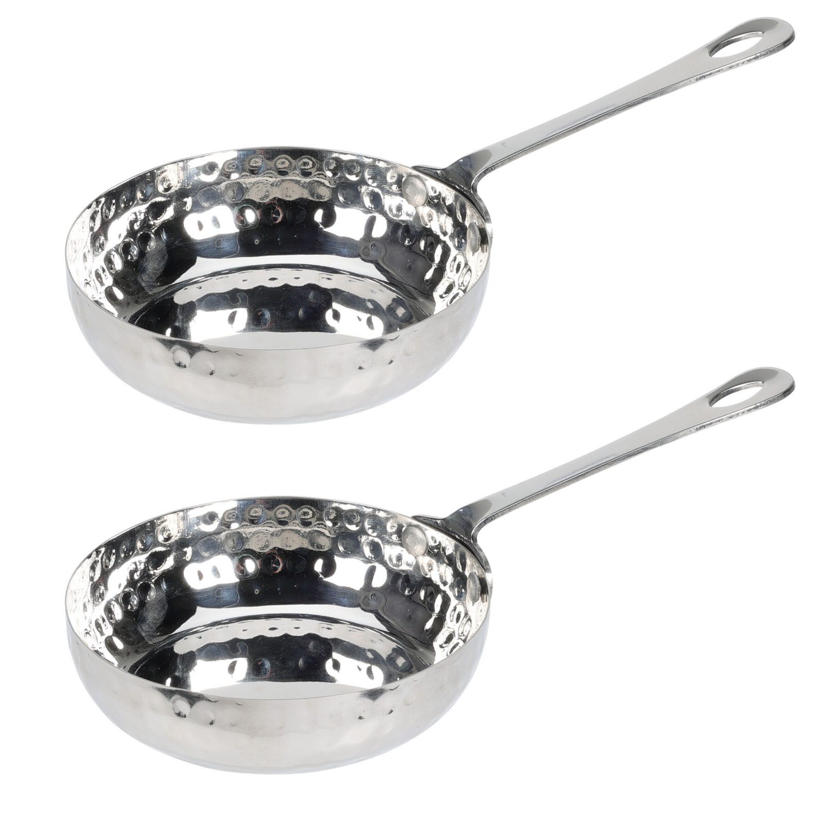 HAC24 Servierpfanne Edelstahl Mini Pfanne Gehämmert mit Stiel ø 11 cm, Edelstahl (2-tlg), Fassungsvermögen 260 ml