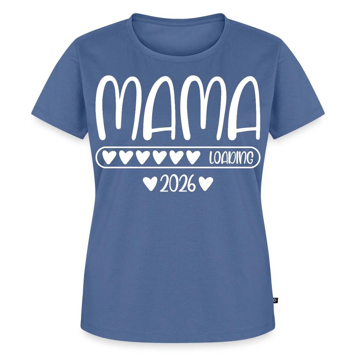Spreadshirt T-Shirt Werdende Mama 2026 loading Mom to be Frauen Premium T-Shirt (1-tlg) Fällt klein aus. Wir empfehlen, eine Größe größer zu bestellen.