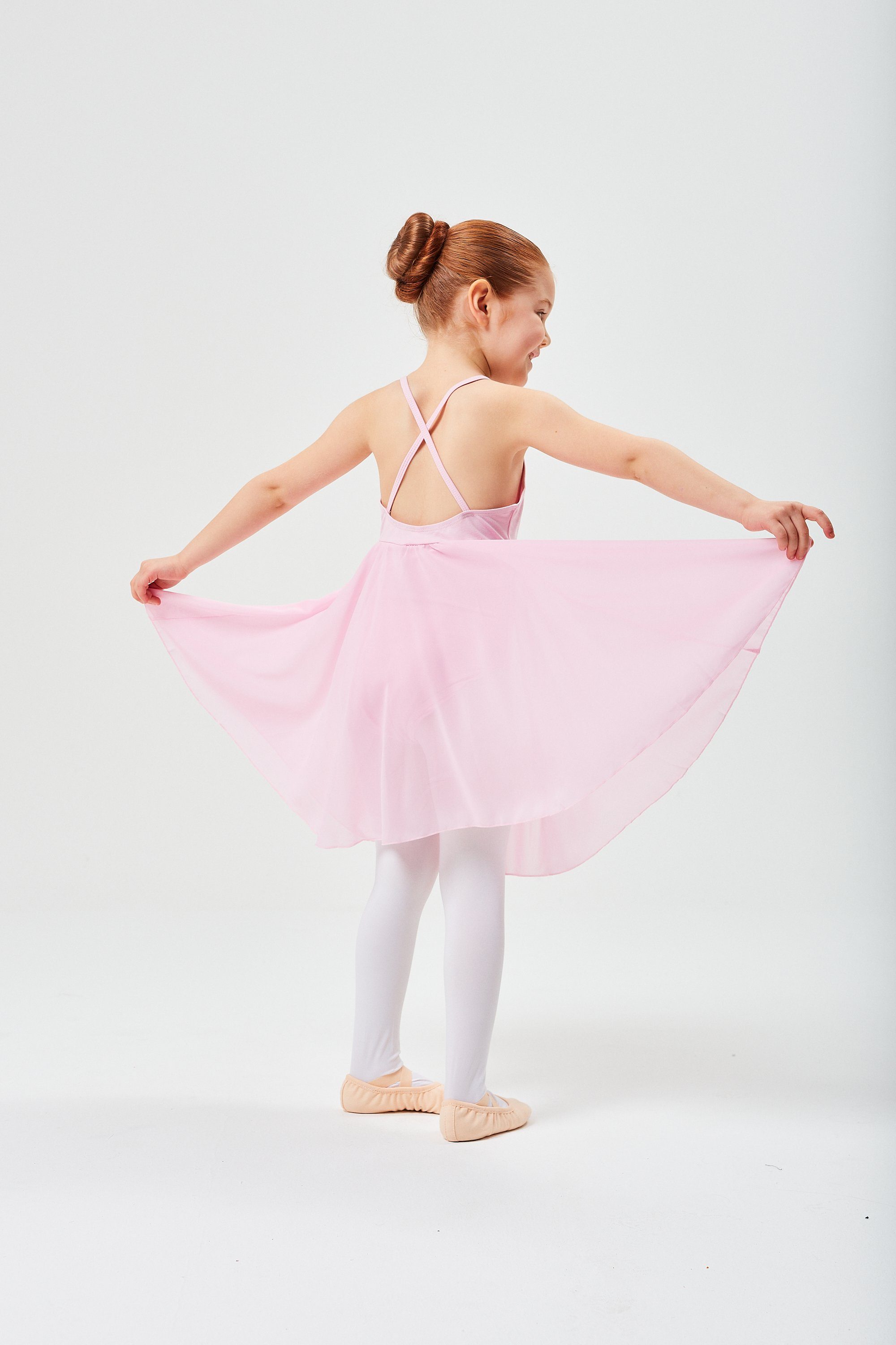 tanzmuster Chiffonkleid Ballettkleid Ballettbody Spaghettiträgern Chiffonrock langem Alma Mädchen mit rosa mit