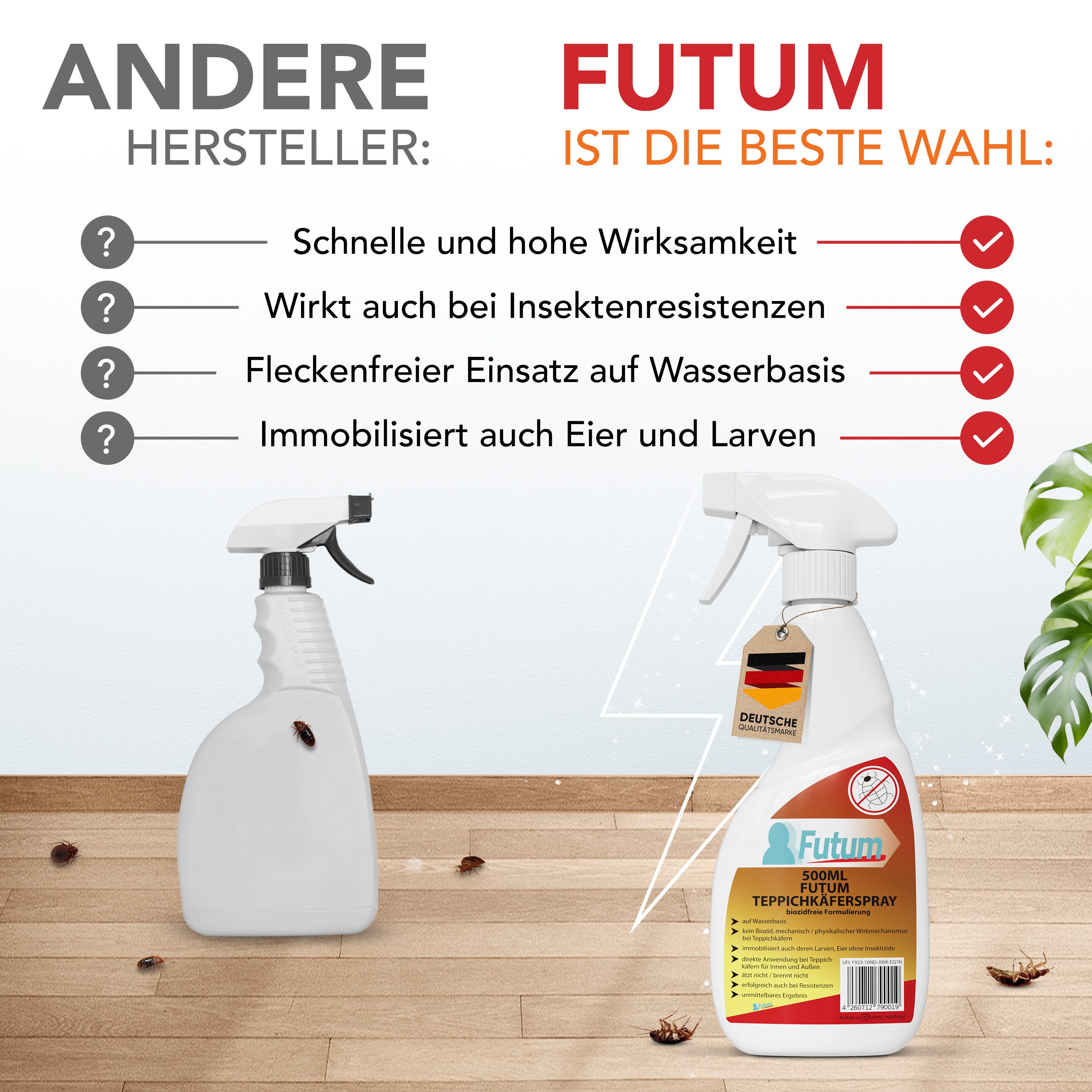 FUTUM Insektenspray Teppichkäferspray, Käfer Abwehr, 1 l – Bild 4 von 5