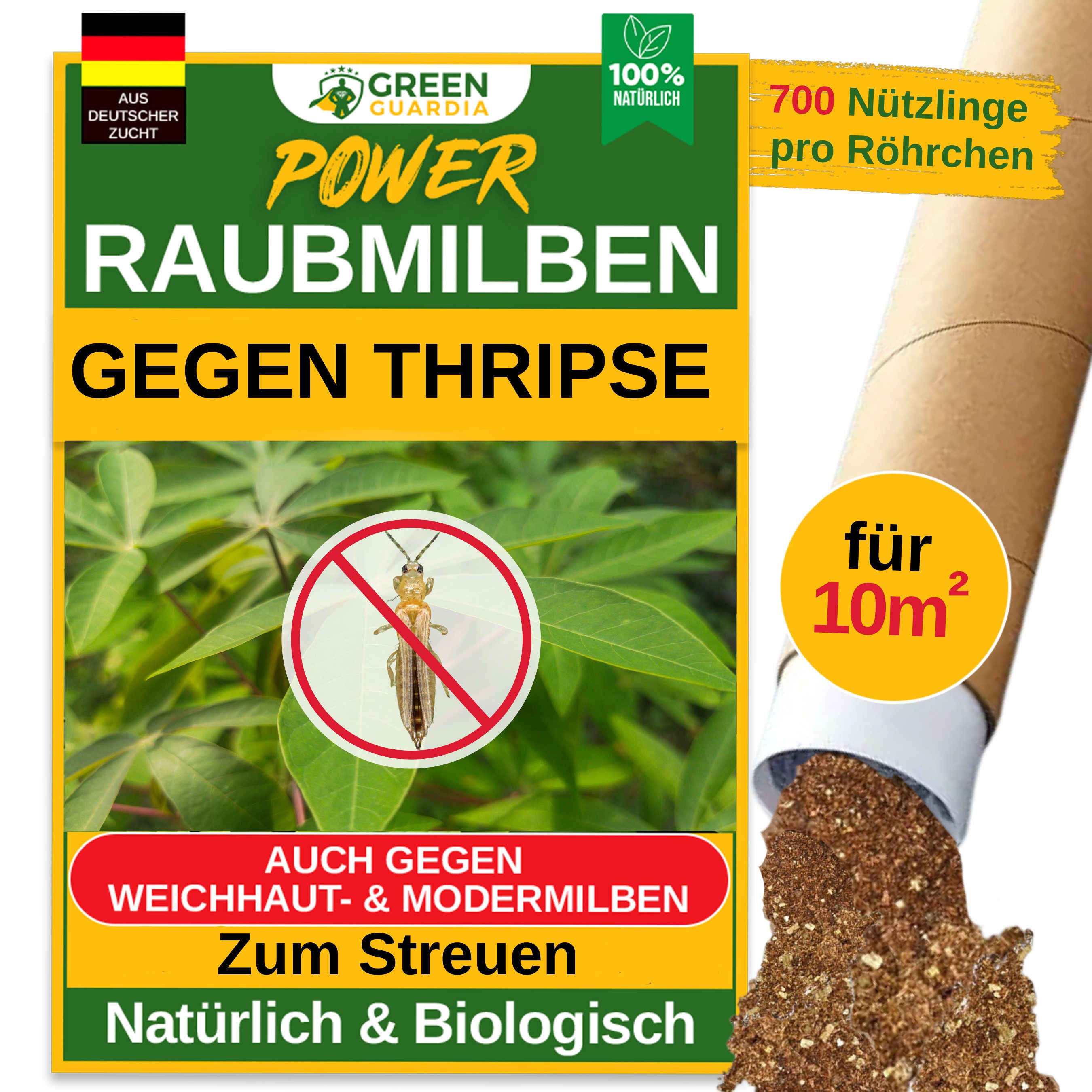 Insektenvernichter Raubmilben gegen Thripse - Streuware zum Streuen, umweltfreundlich