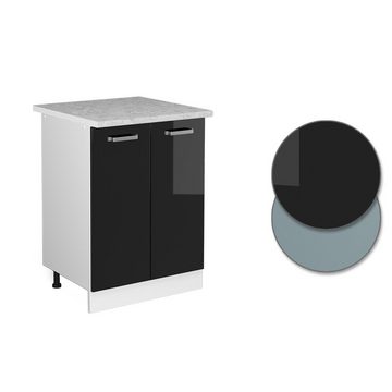 Vicco Unterschrank Küchenschrank R-Line Solid Weiß Schwarz 60 cm mit Arbeitsplatte