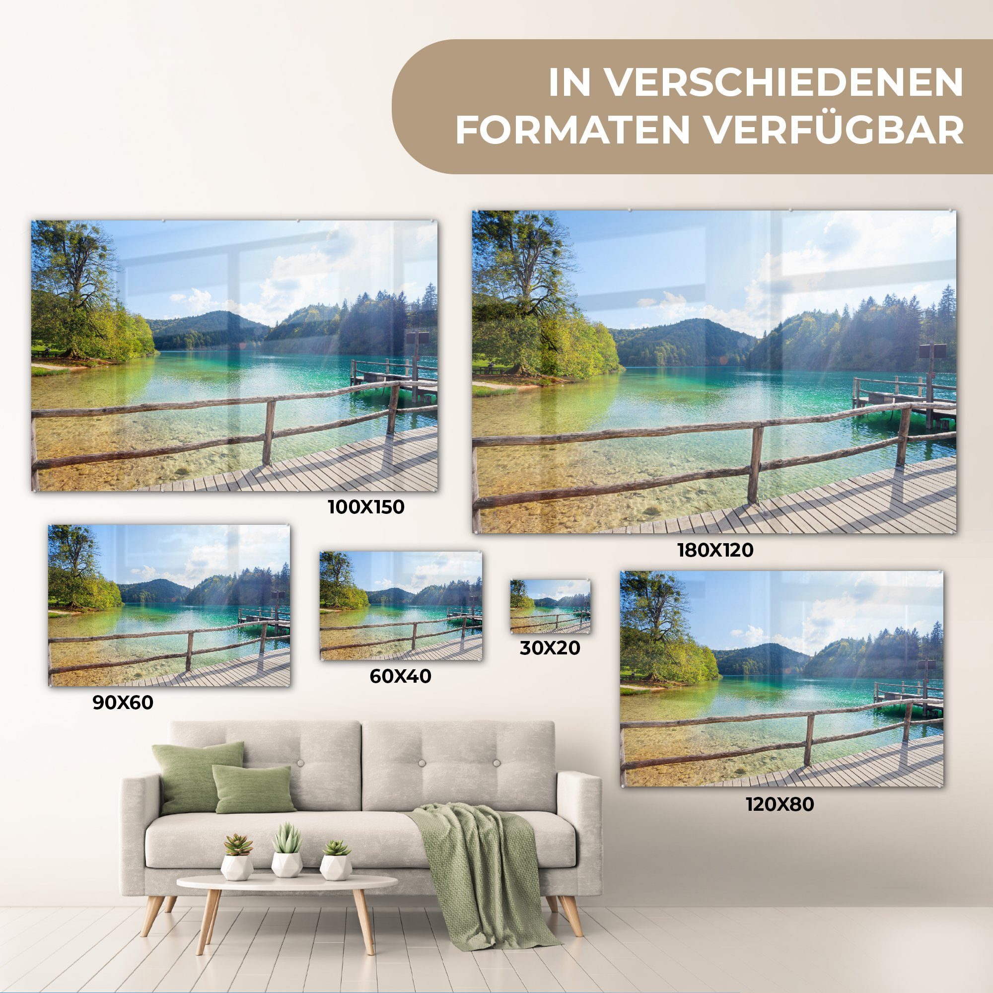 MuchoWow Acrylglasbild Landschaft des Nationalparks (1 Plitvicer St), Wohnzimmer Acrylglasbilder Seen, & Schlafzimmer