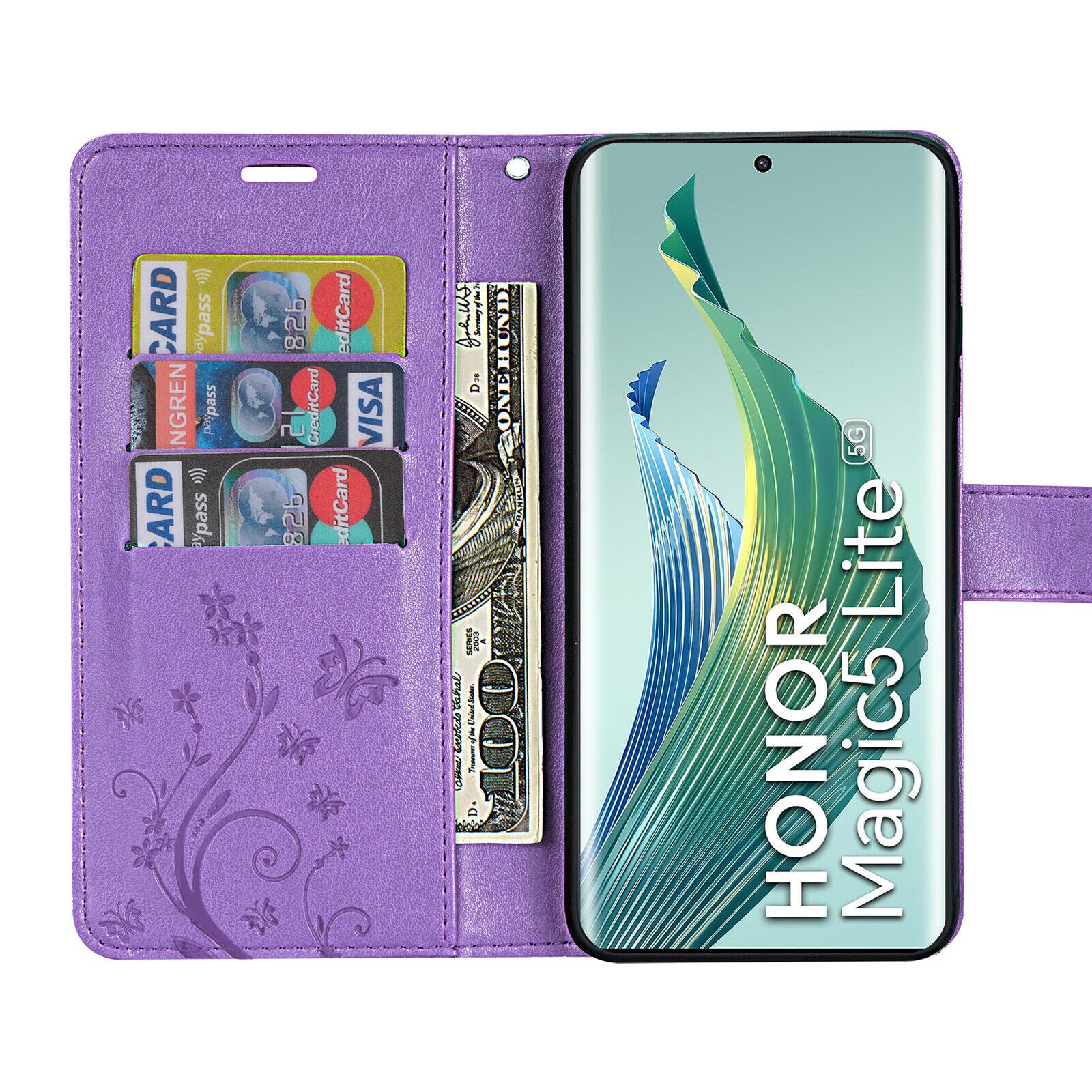 betterfon Handyhülle Handytasche für Honor Magic 5 Lite Klapphülle Klapphülle, Bookstyle-Hülle: Magnetverschluss 3 Kartenfächer & Standfunktion – Bild 3 von 5
