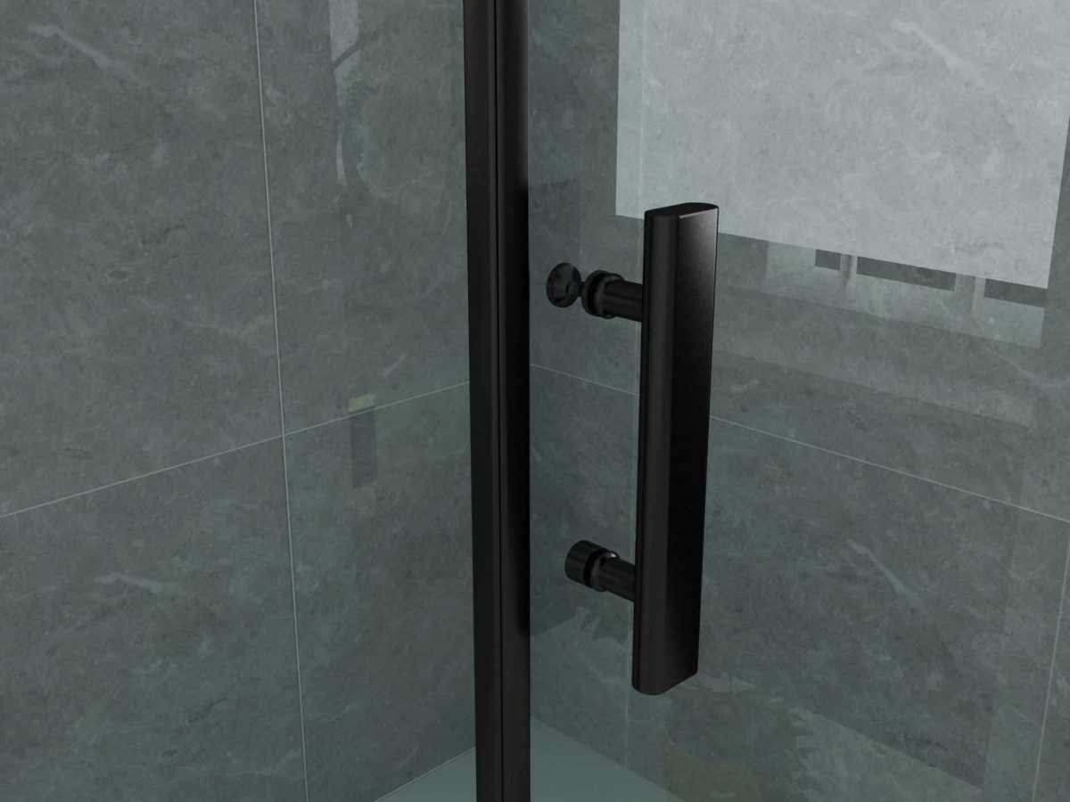 Belvit Eckdusche BV-DK7-8080, BxT: 80x80 cm, 1-tlg., BELVIT Duschkabine Drehtür 6 mm Sicherheitsglas Matt Schwarz mit