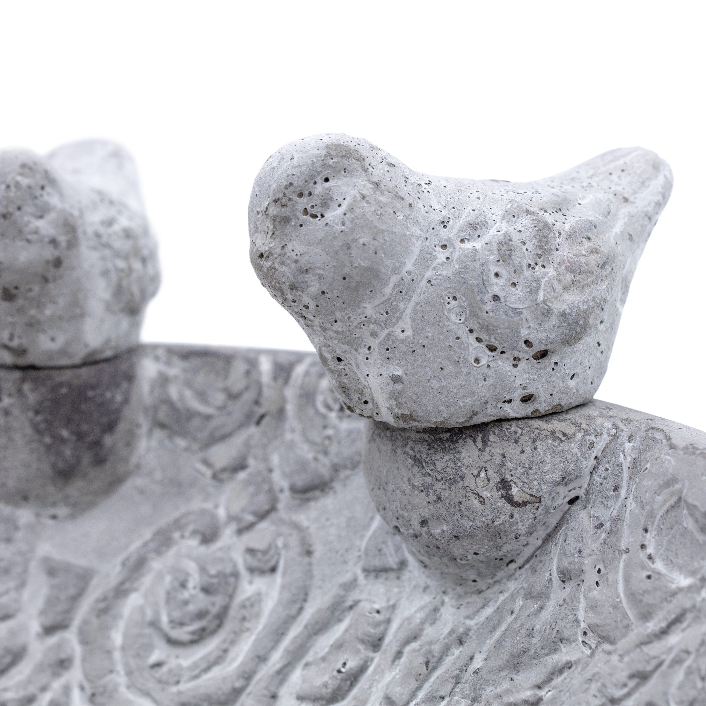 Spetebo Vogeltränke Beton Vogeltränke in grau mit Ornamenten - 24 cm 0,2 l, Vogelbad aus Stein mit Vogel Figuren