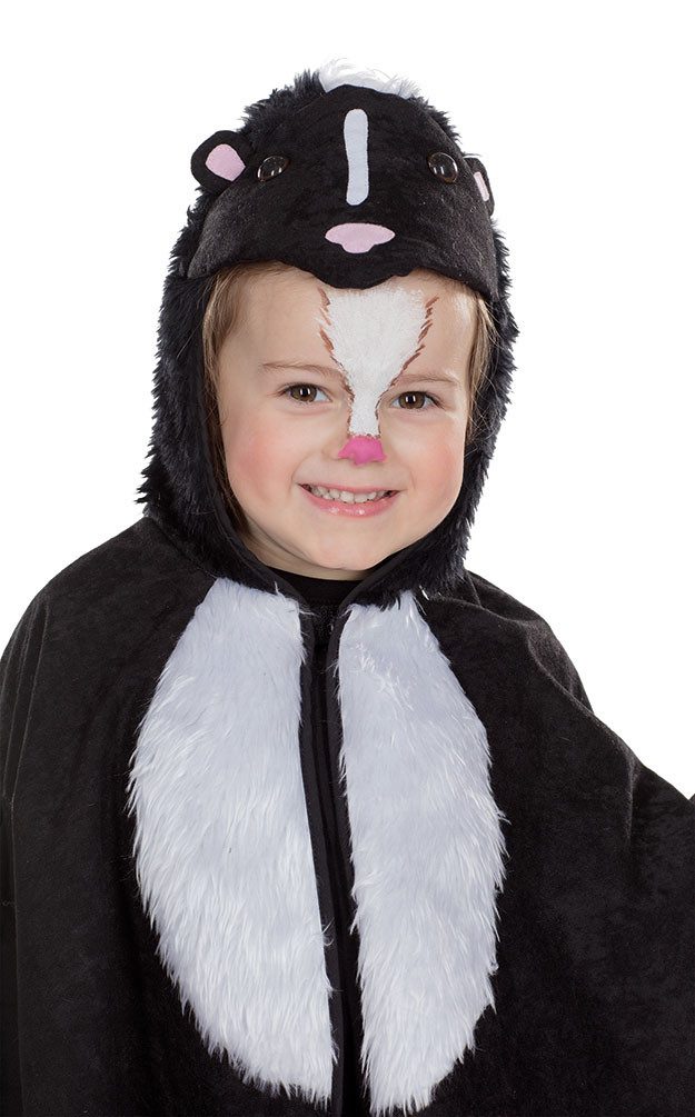 Karneval-Klamotten Kostüm Stinktier Kinder Kleinkinder Plüsch Cape, Umhang Baby Kleinkinder mit Stinktiergesicht Karnevalskostüm