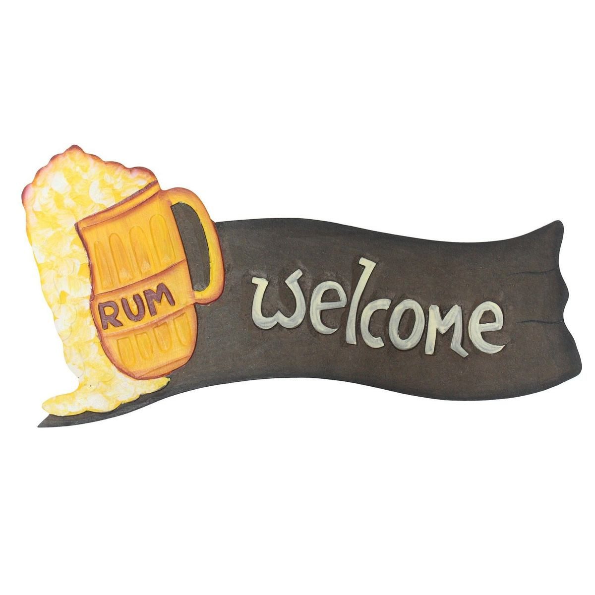 Oriental Galerie Wandbild Holzschild Bier / Rum Nr. 133 Welcome, Rum (1 St), Handarbeit