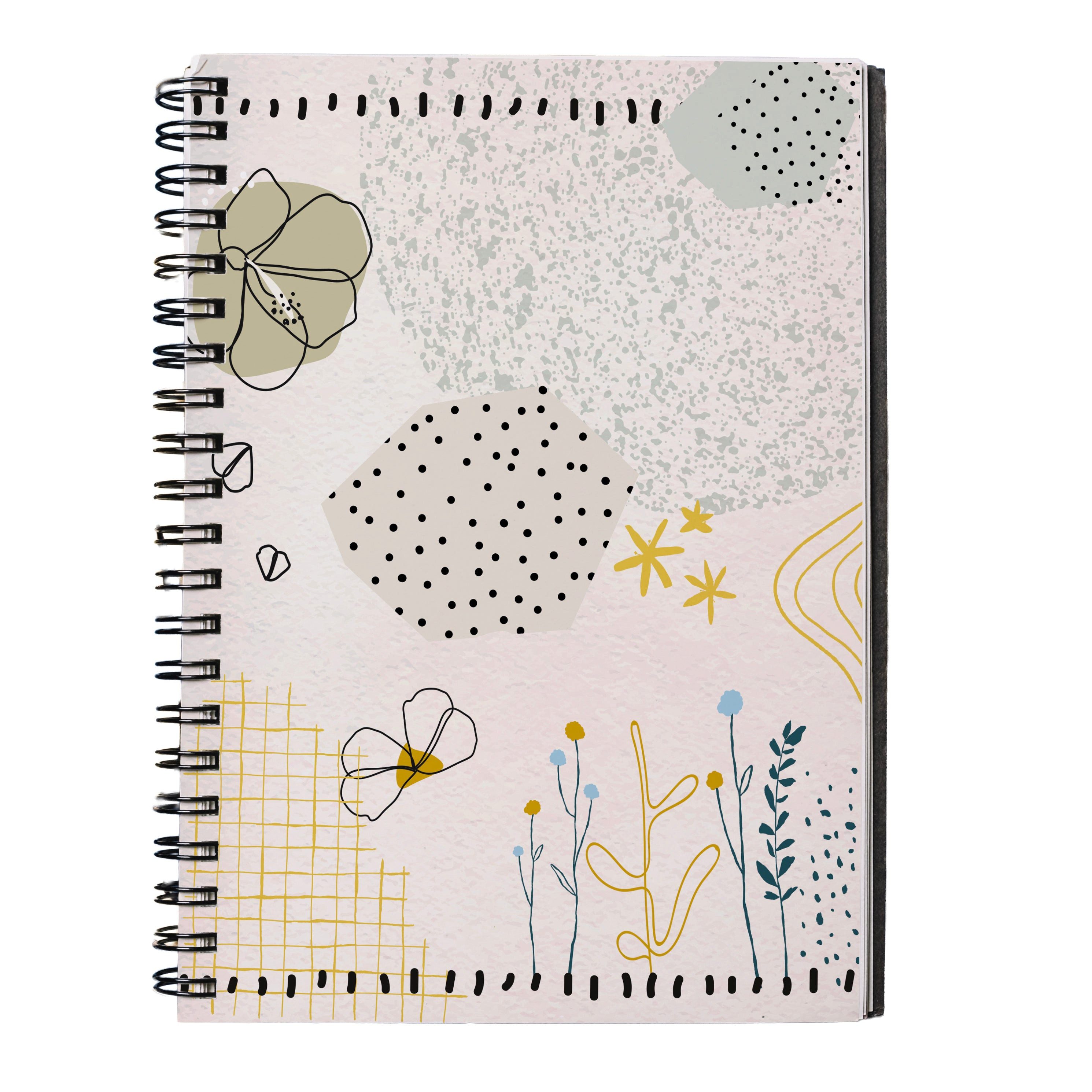 Logbuch-Verlag Notizbuch Collegeblock A5 kariert florales Pastell-Design, 80 Seiten