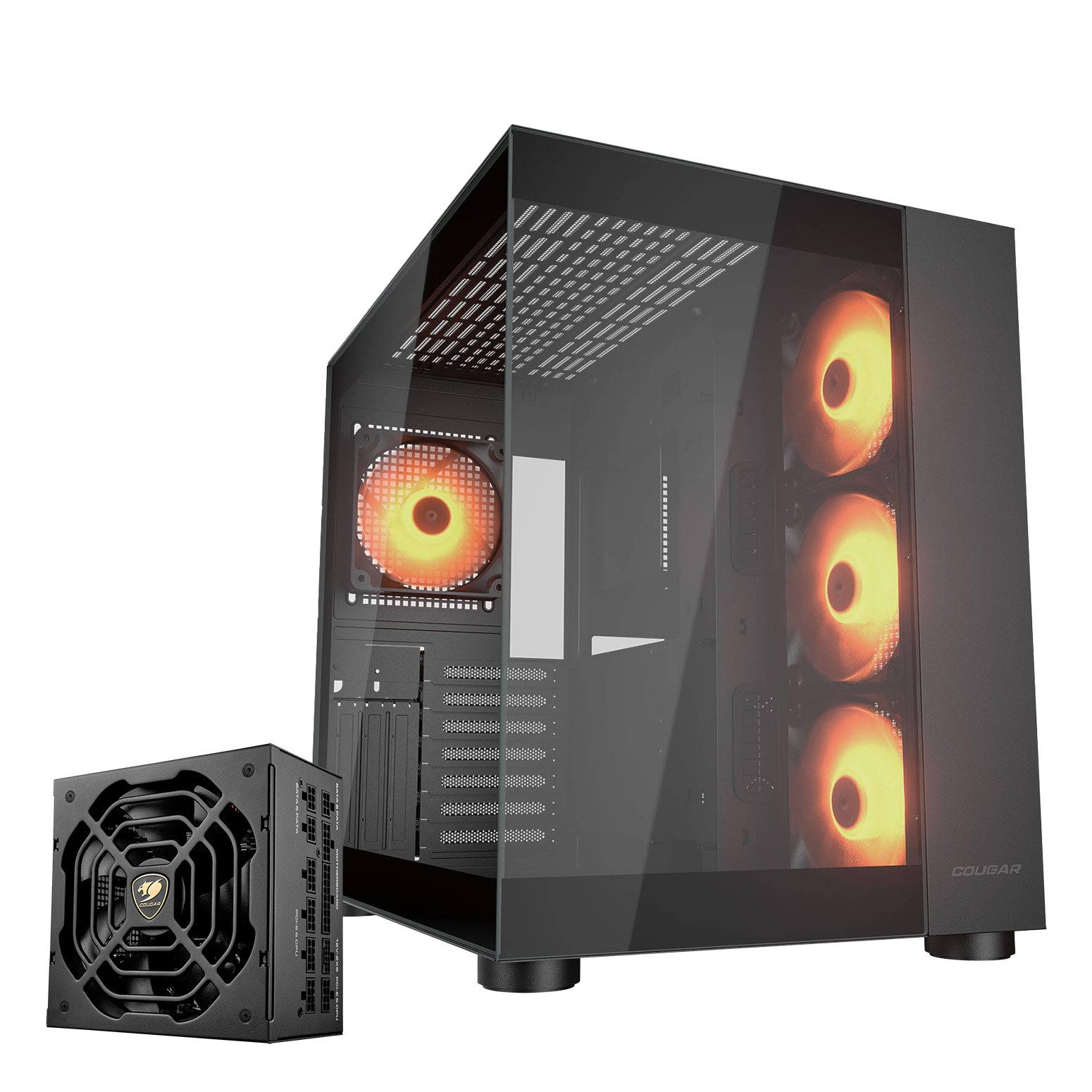 Cougar Gaming-Gehäuse FV150, Midi-Tower, USB/Audio, 2x USB 3.0, 1x USB 3.2 Gen2 Type-C, Netzteil GR 1000 80+ Gold vorinstalliert