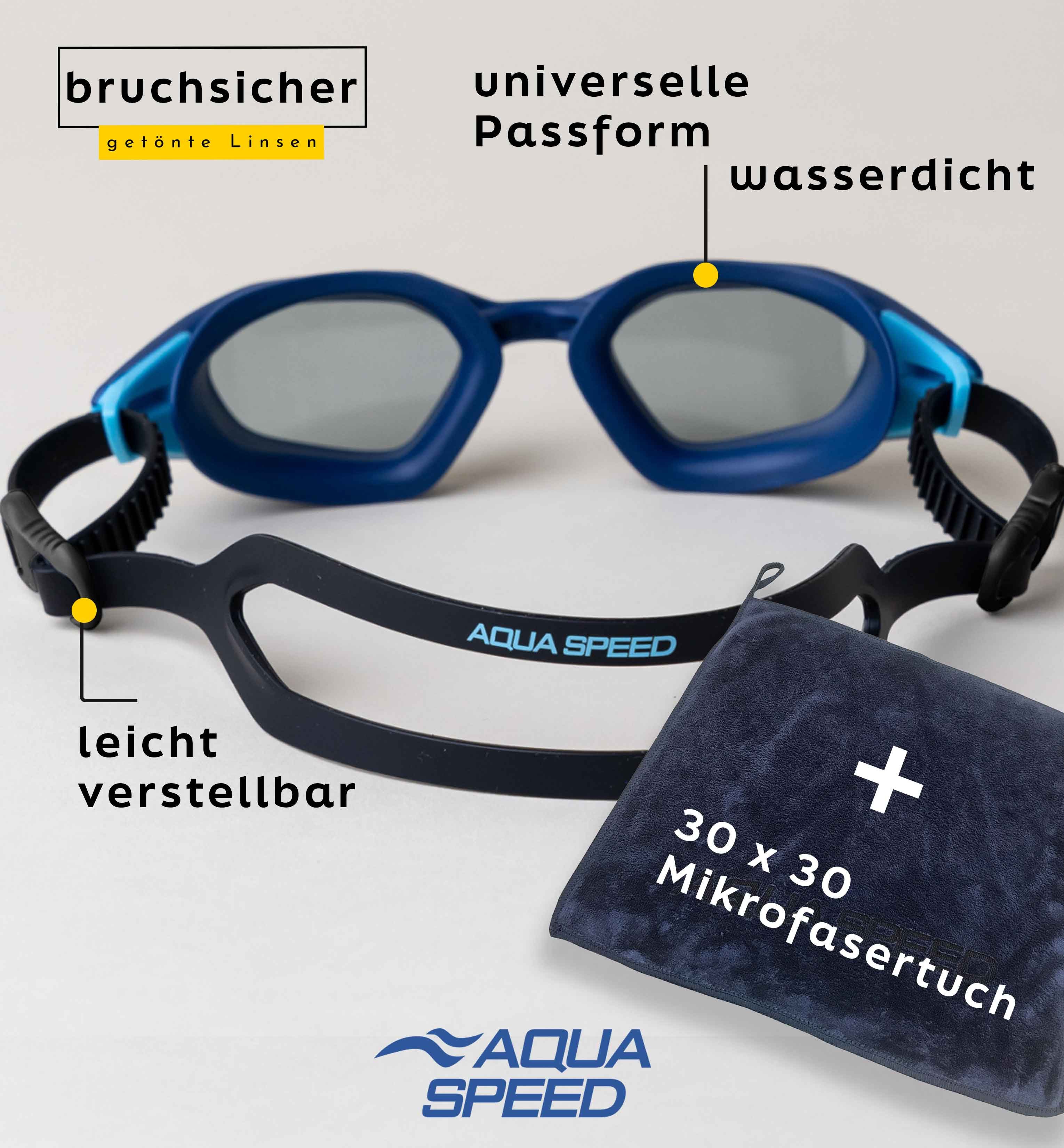 Aqua Speed Schwimmbrille Cyclone Aqua-Brille verspiegelt blau – UV-Schutz & Beschlagschutz, (Für Techniktraining, Kraulstil & lange Schwimmserien), Antibeschlag-Gläser für freie Sicht bei jeder Wassertemperatur