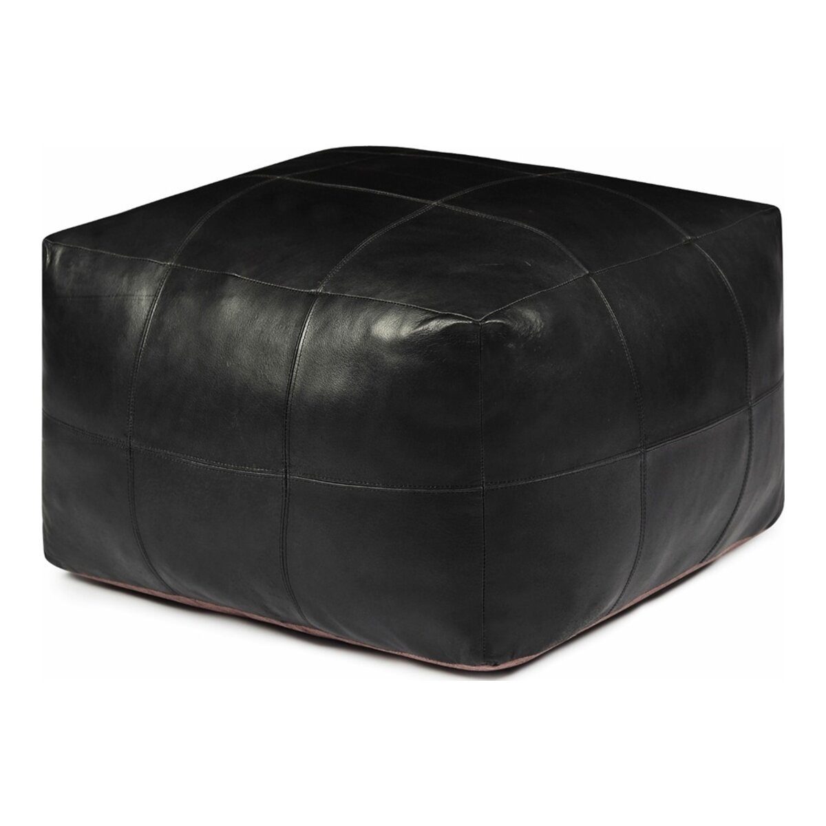Feeling4Home Pouf Anneta aus Leder 75x75 cm, Schwarz, Entwickelt mit der Zeit eine charaktervolle, natürliche Patina.