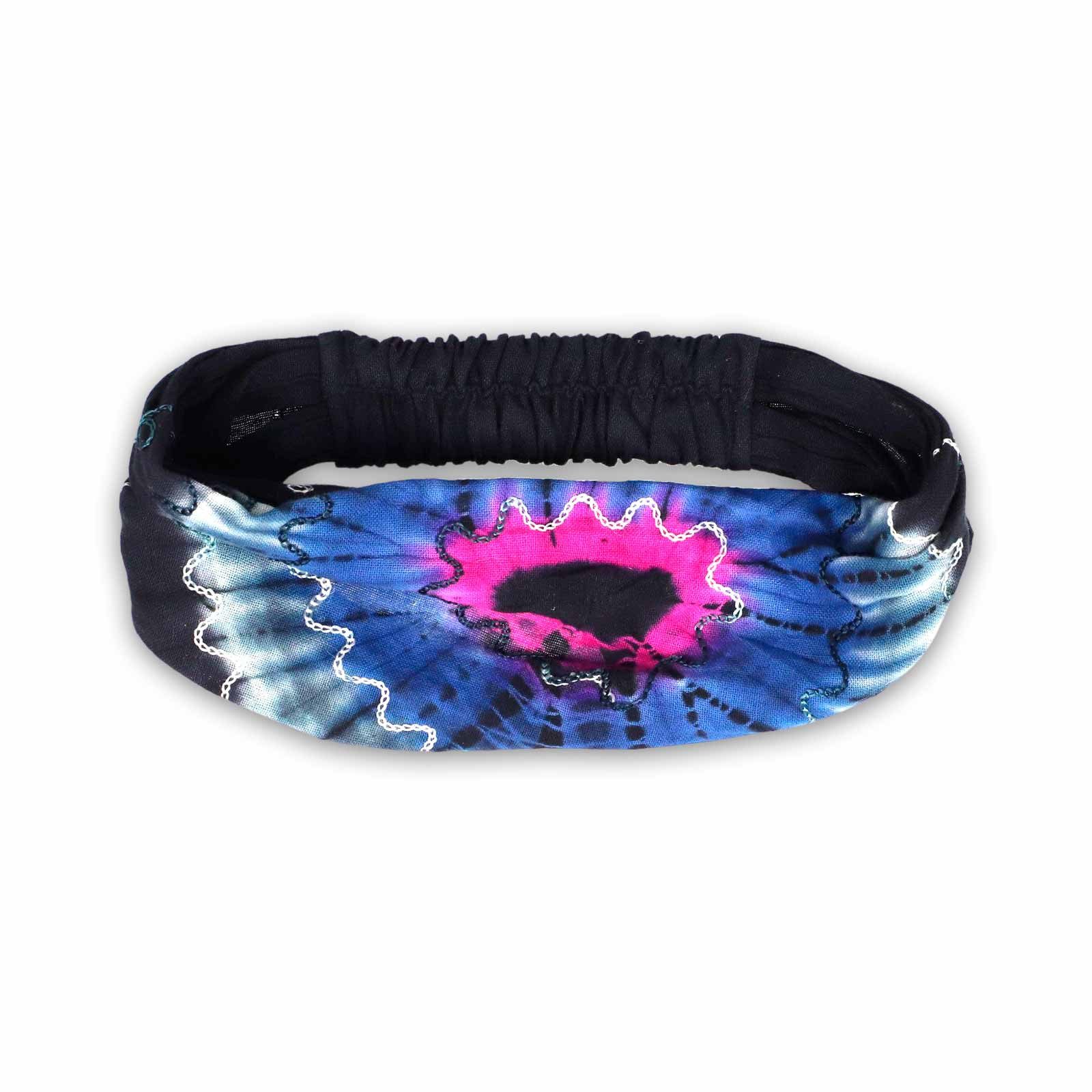 KUNST UND MAGIE Stirnband Batik elastisches Stirnband Kopfband Goa Yoga Kopftuch
