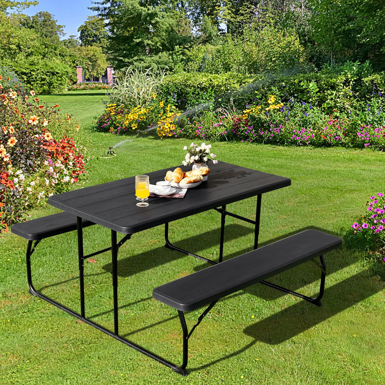 COSTWAY Bierzeltgarnitur, 136 cm Campingtisch mit günstig online kaufen