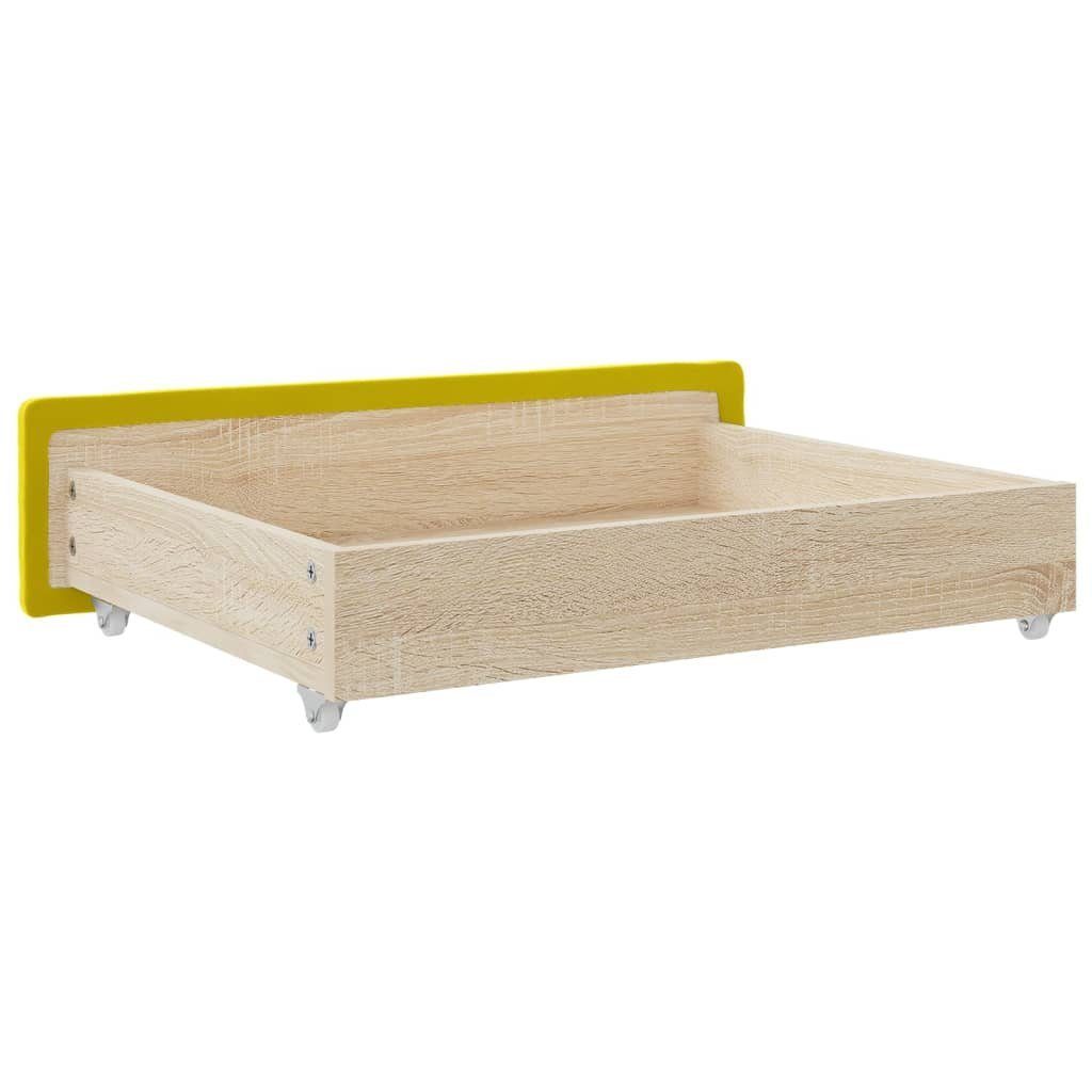 Stk. Gelb vidaXL Samt 2 Bettschubkasten Bettschubladen Holzwerkstoff und