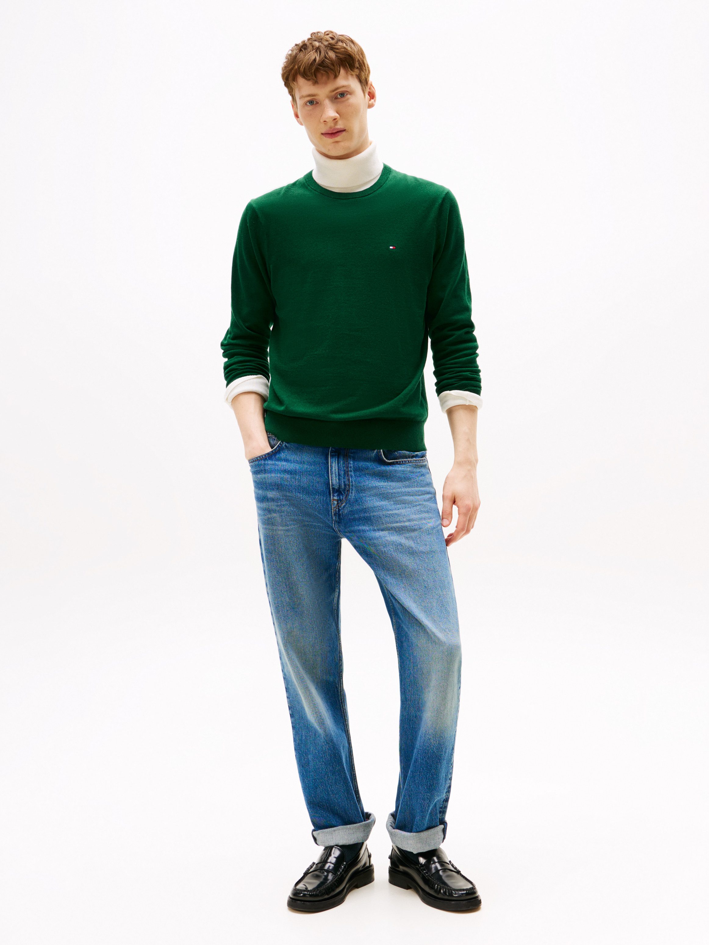 Tommy Hilfiger Rundhalspullover ESSENTIAL COTTON Crewneck Regular Fit Premium Mode