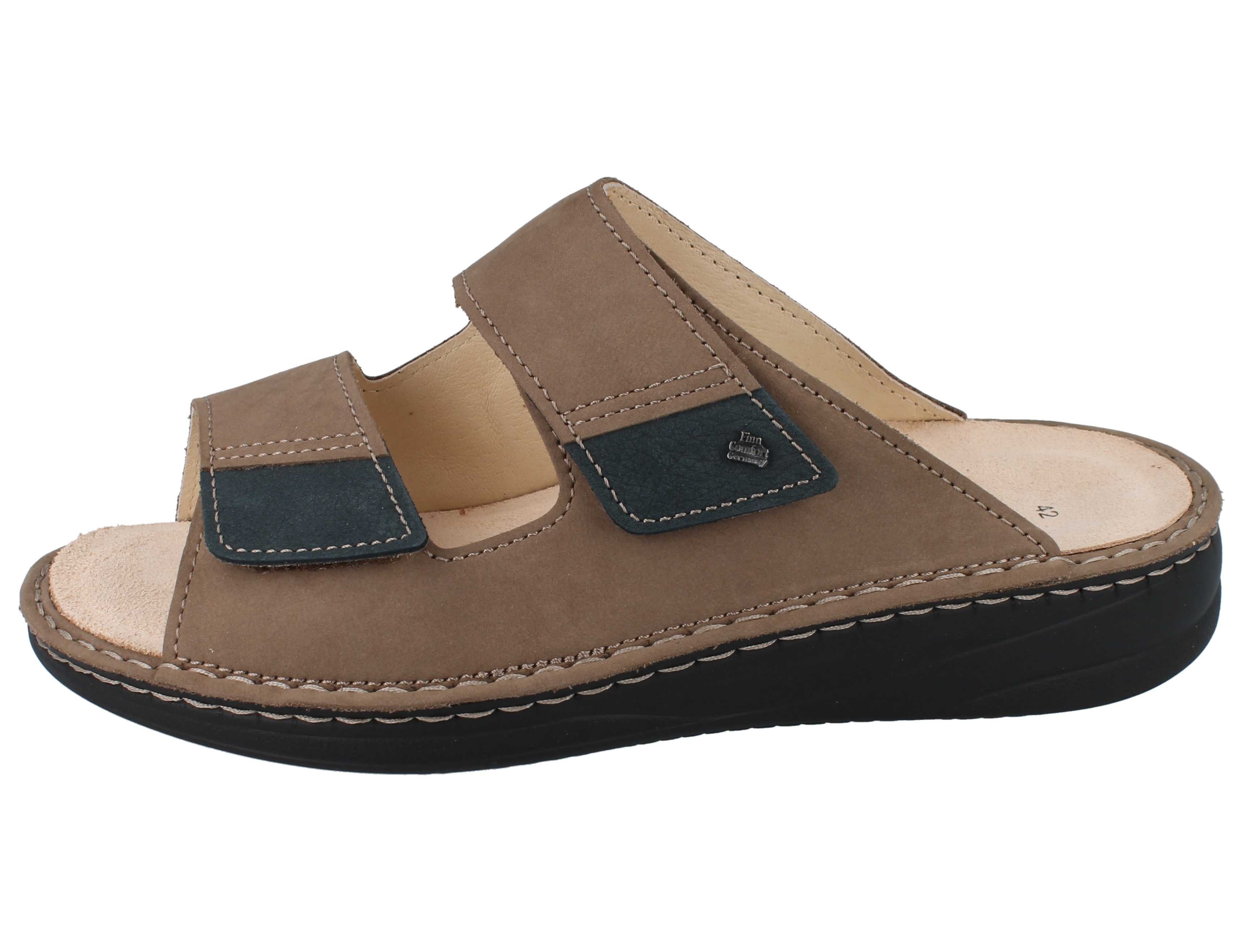 Finn Comfort FINN COMFORT Psara Herren Pantolette beige Nubukleder - Größe: 46 Hausschuh Wechselfußbett