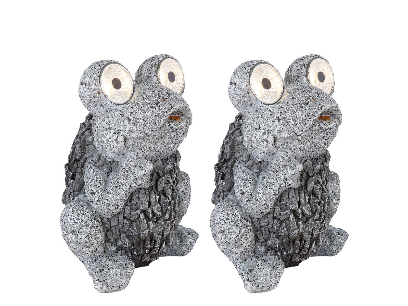 GLOBO LIGHTING LED Solarleuchte 2er Set Solarlampen Frosch, Höhe 21cm, LED fest integriert, warmweiß, ausgefallene Solarbeleuchtung für Garten-tisch & Balkon Frosch-lampe