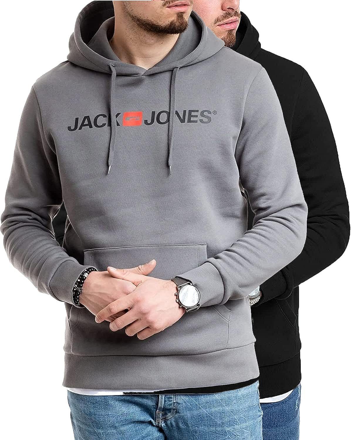 Jack & Jones 2er (Spar Kapuzensweatshirt mit Pack) Mix Doppelpack Doppelpack Hoodie Set, Printdruck 3