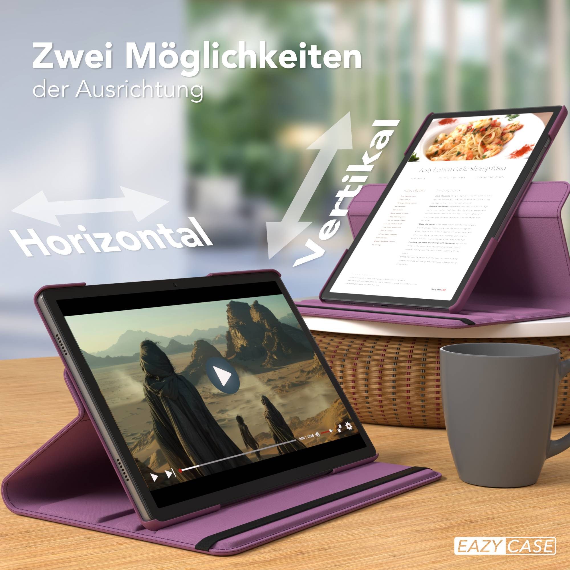 EAZY CASE Tablet-Hülle Rotationcase für Samsung Galaxy Tab A11 Plus 11 Zoll, Tablet-Hülle Bookstyle Case Fullcover Schutz Tasche Stehfunktion Lila – Bild 5 von 5
