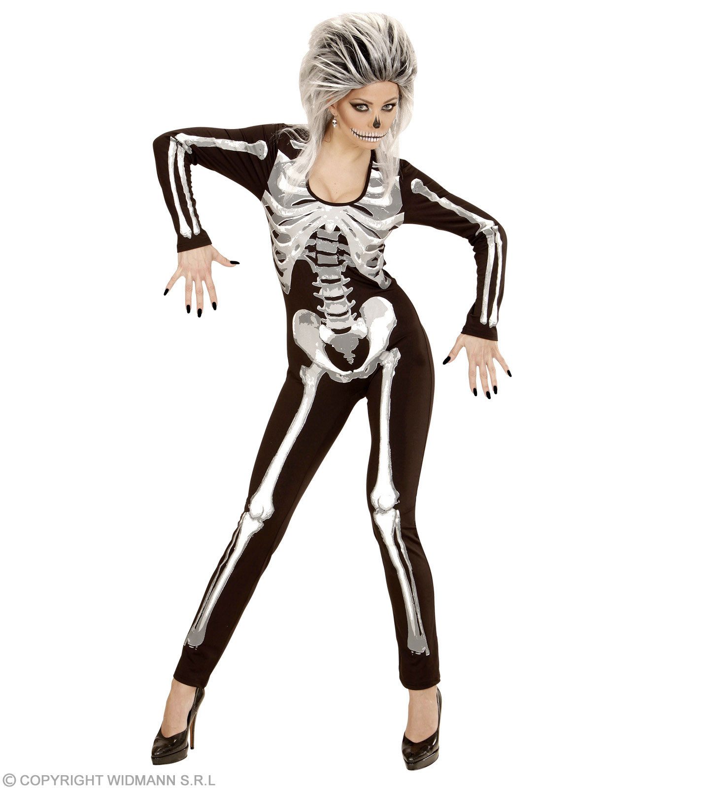 Hexen-Kostüm Skelett Girl Kostüm für Damen, Overall mit Skelet