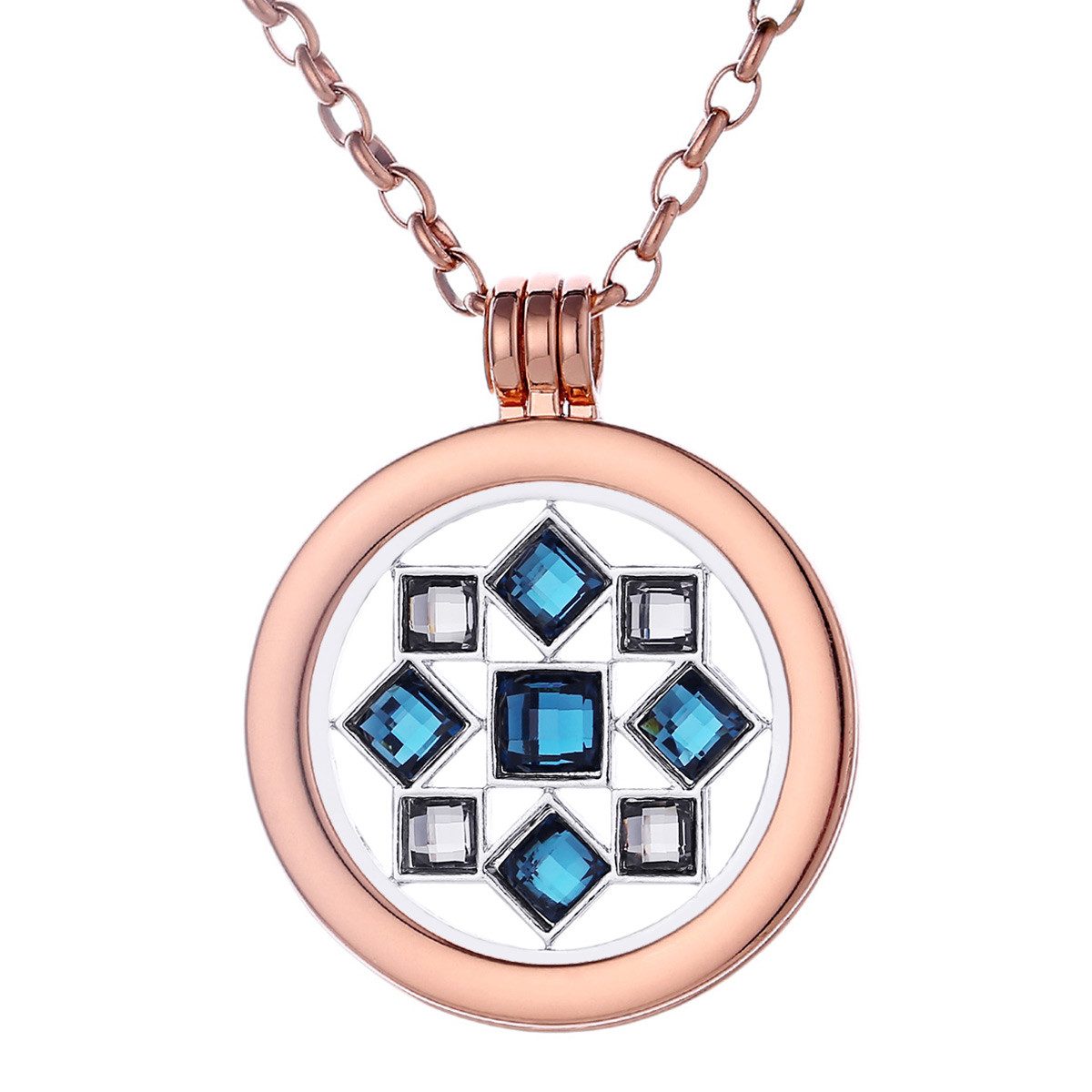Kette mit Anhänger Halskette 70 cm roségold mit MünzAnhänger 33 mm